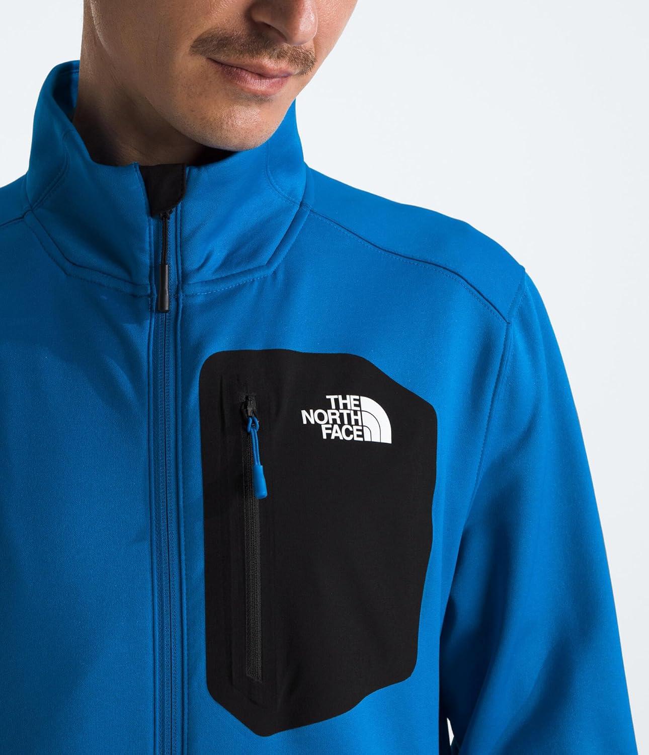imageTHE NORTH FACE Mens Crest Full Zip Jacket Water Repellent Fleece Coat Double Layer Stand Collar amp Zip Hand PocketsHero BlueTnf Black