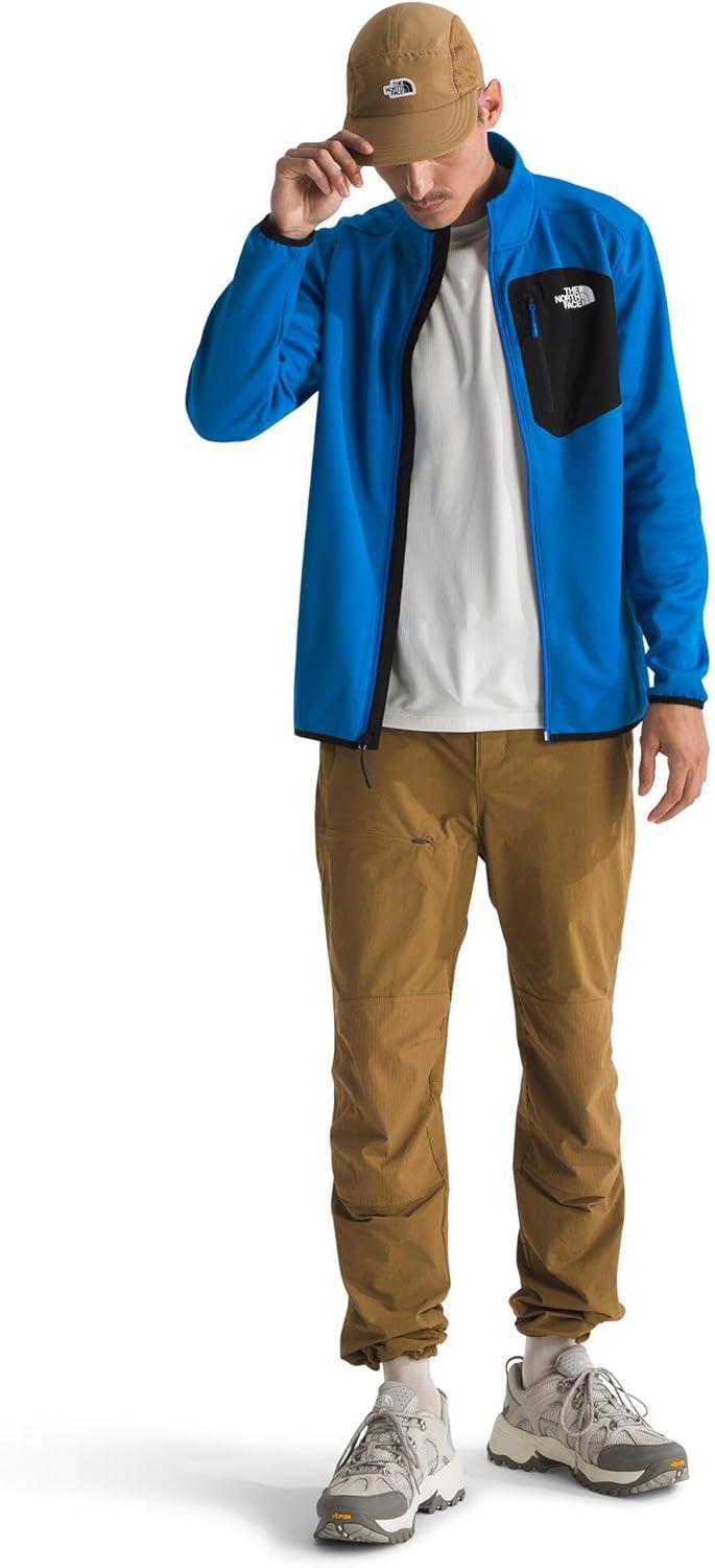 imageTHE NORTH FACE Mens Crest Full Zip Jacket Water Repellent Fleece Coat Double Layer Stand Collar amp Zip Hand PocketsHero BlueTnf Black