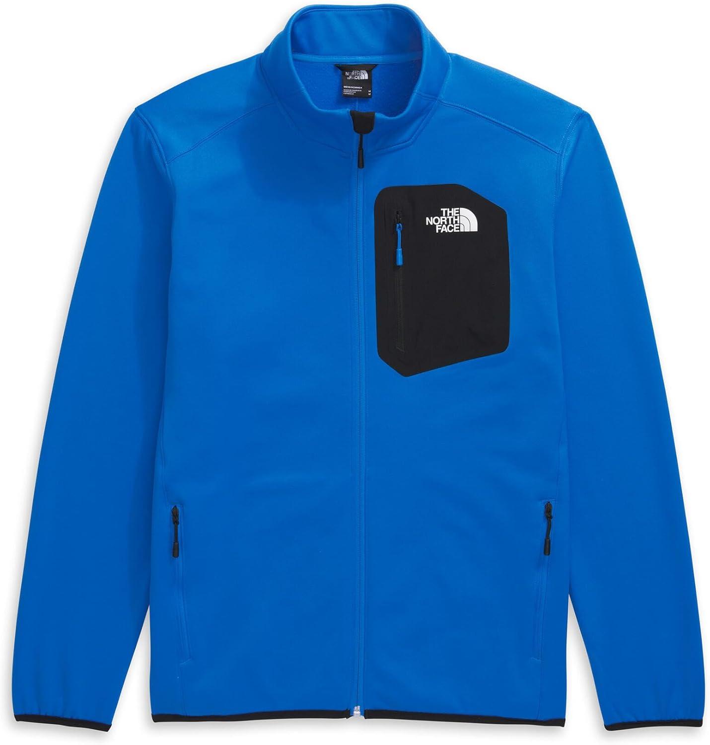 imageTHE NORTH FACE Mens Crest Full Zip Jacket Water Repellent Fleece Coat Double Layer Stand Collar amp Zip Hand PocketsHero BlueTnf Black