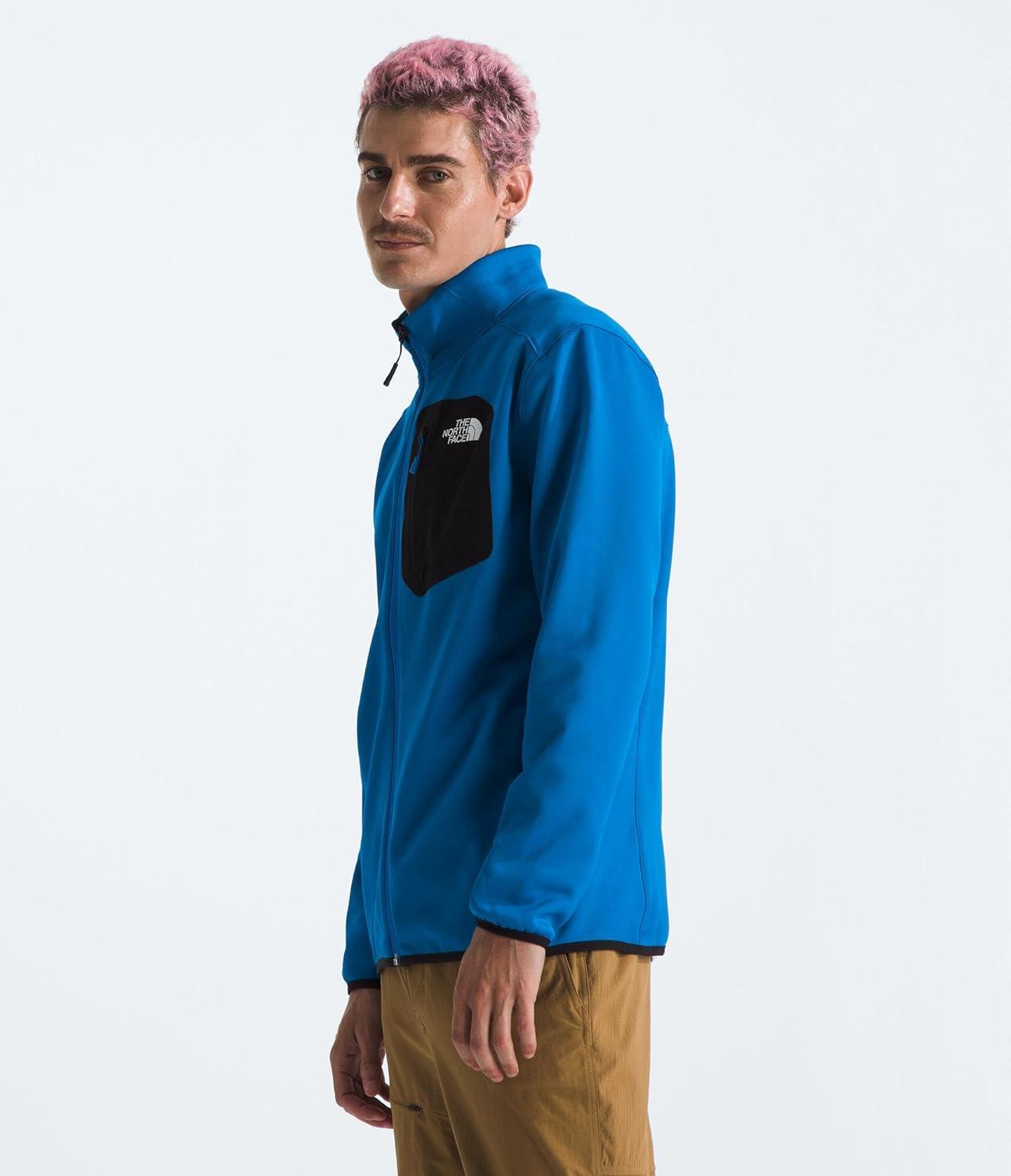 imageTHE NORTH FACE Mens Crest Full Zip Jacket Water Repellent Fleece Coat Double Layer Stand Collar amp Zip Hand PocketsHero BlueTnf Black