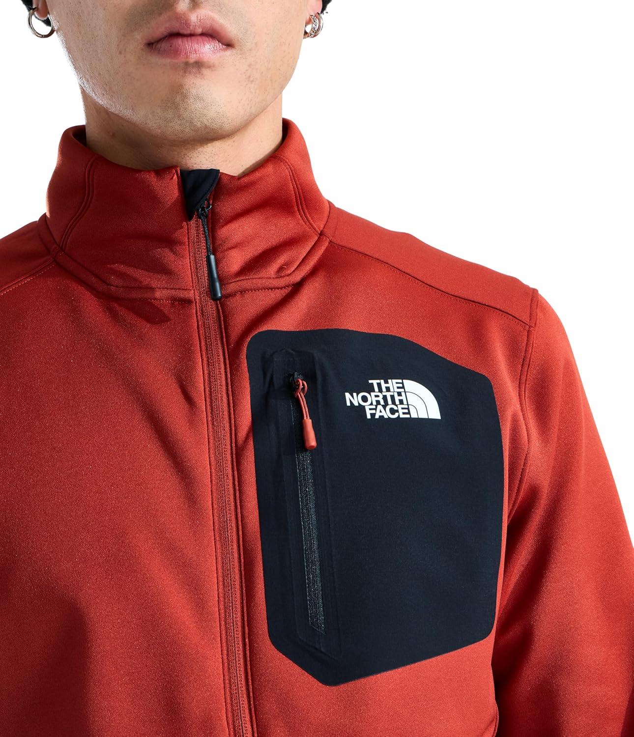 imageTHE NORTH FACE Mens Crest Full Zip Jacket Water Repellent Fleece Coat Double Layer Stand Collar amp Zip Hand PocketsIron ClayTnf Black