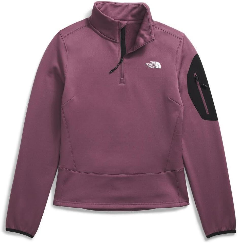 imageTHE NORTH FACE Mens Crest Full Zip Jacket Water Repellent Fleece Coat Double Layer Stand Collar amp Zip Hand PocketsMidnight MauveTnf Black