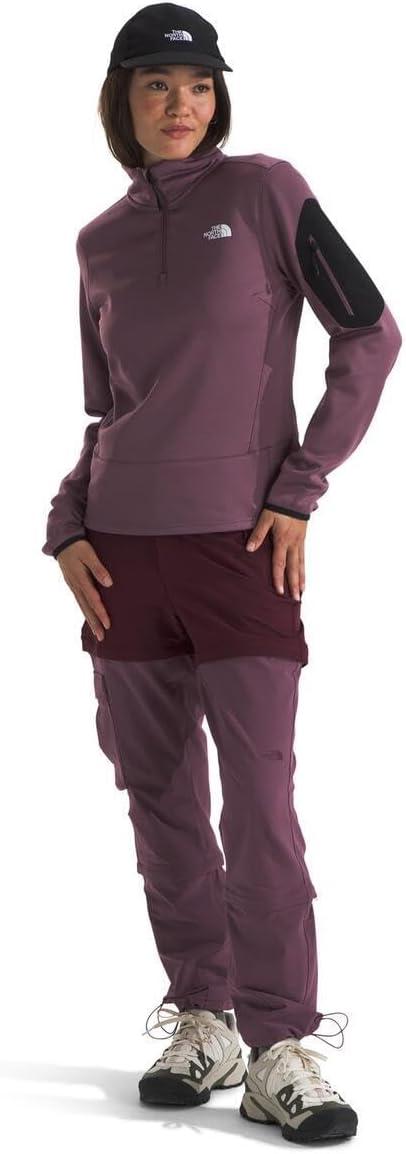 imageTHE NORTH FACE Mens Crest Full Zip Jacket Water Repellent Fleece Coat Double Layer Stand Collar amp Zip Hand PocketsMidnight MauveTnf Black
