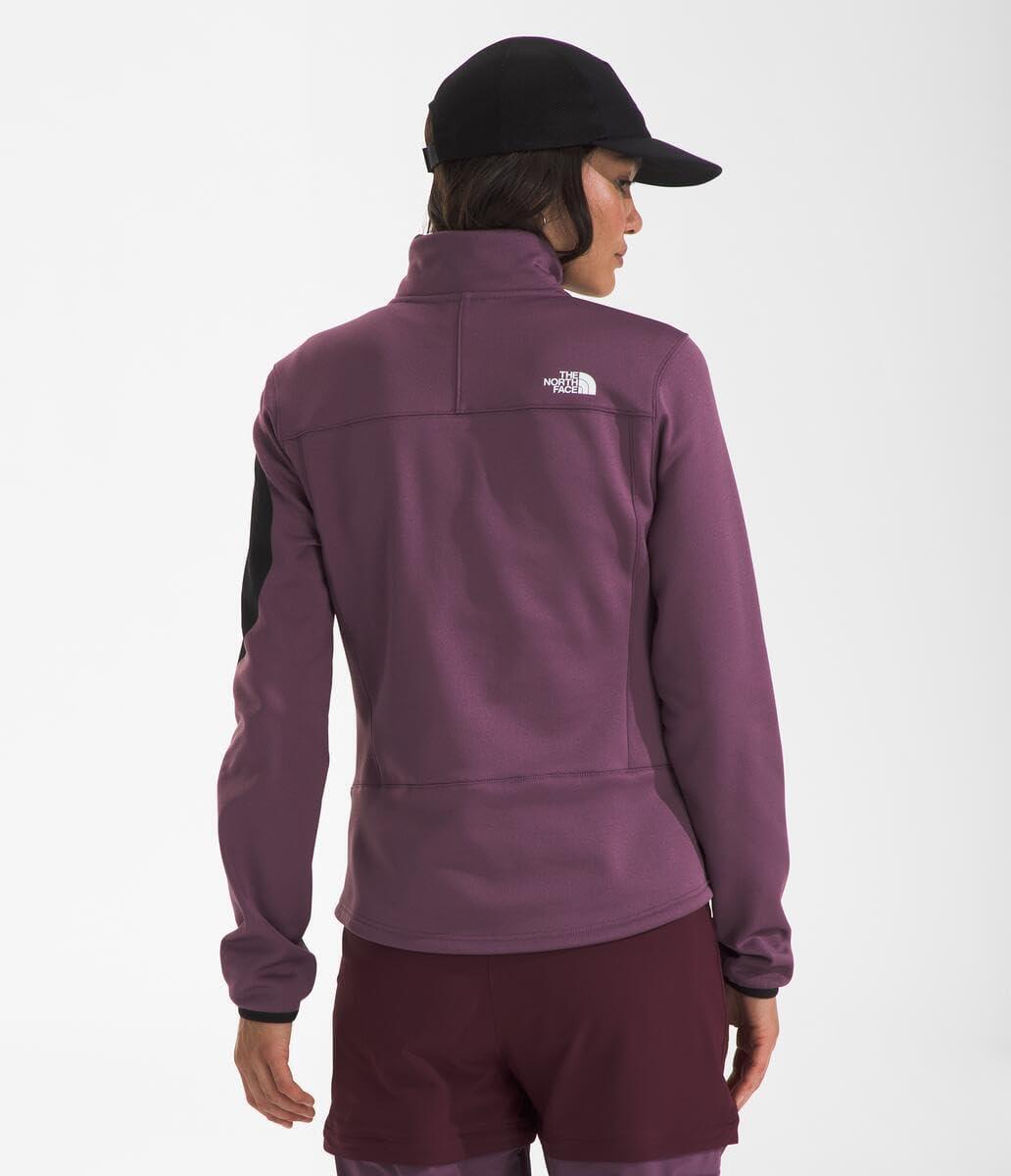imageTHE NORTH FACE Mens Crest Full Zip Jacket Water Repellent Fleece Coat Double Layer Stand Collar amp Zip Hand PocketsMidnight MauveTnf Black