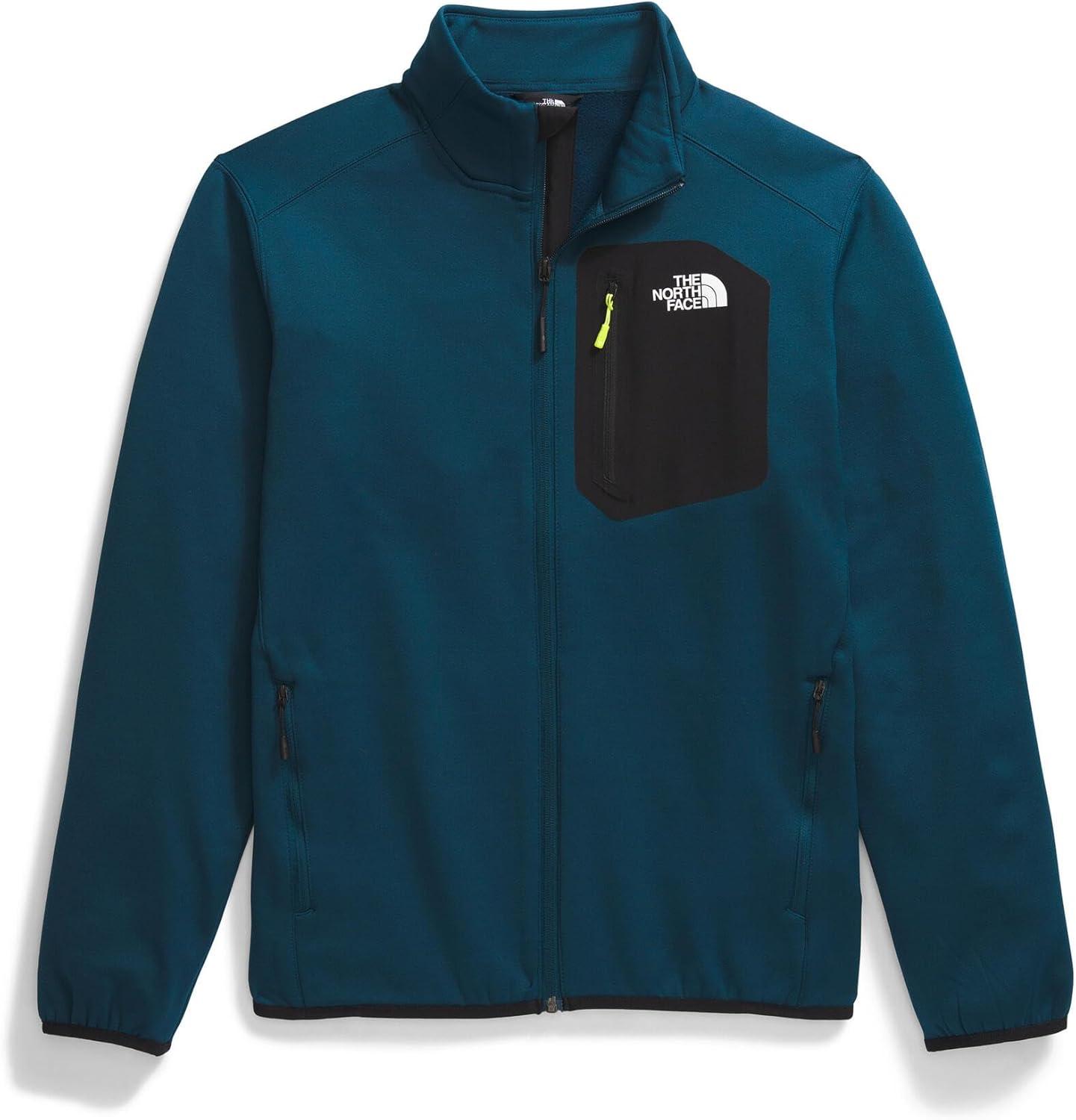 imageTHE NORTH FACE Mens Crest Full Zip Jacket Water Repellent Fleece Coat Double Layer Stand Collar amp Zip Hand PocketsMidnight PetrolTnf Black