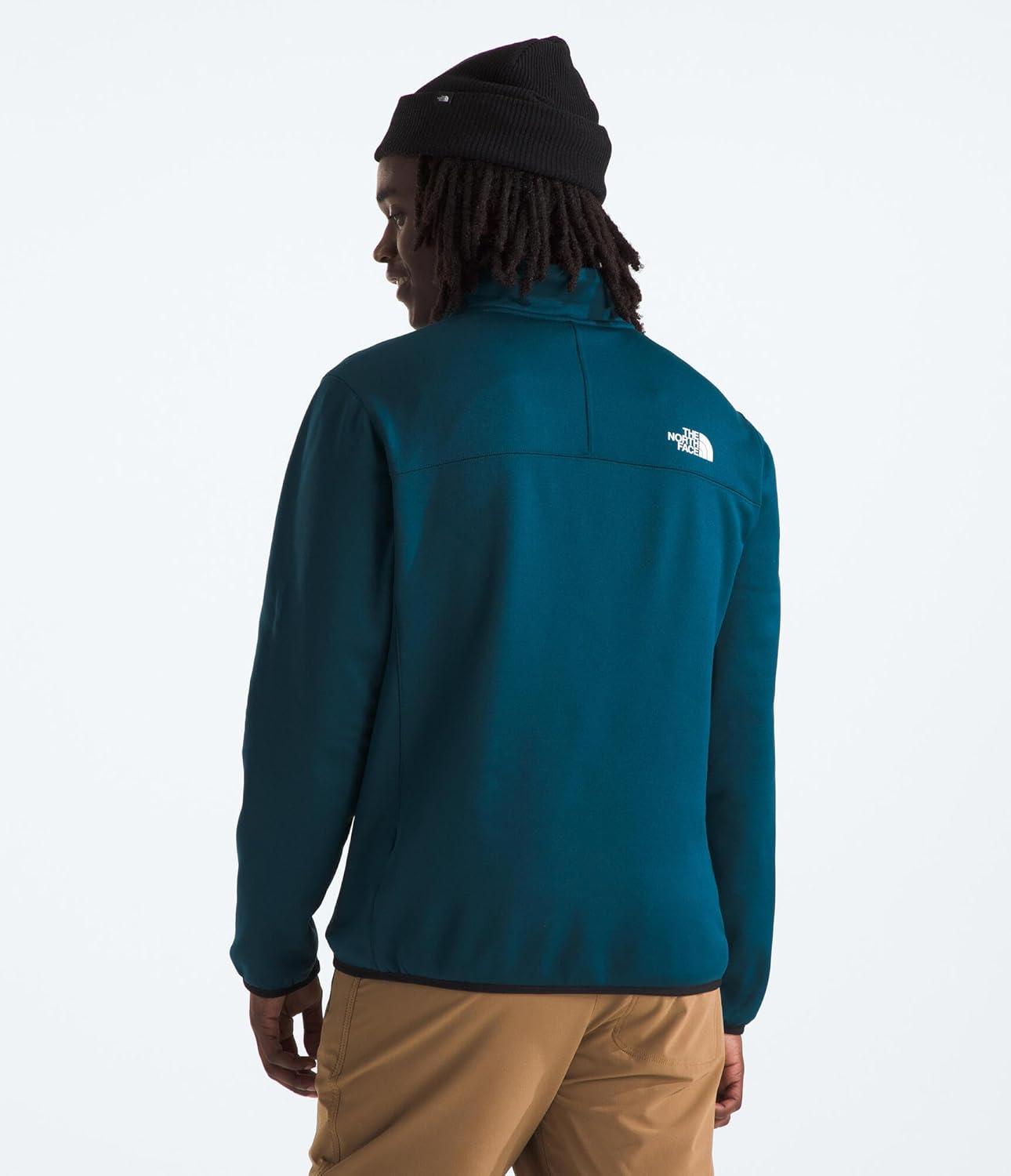 imageTHE NORTH FACE Mens Crest Full Zip Jacket Water Repellent Fleece Coat Double Layer Stand Collar amp Zip Hand PocketsMidnight PetrolTnf Black