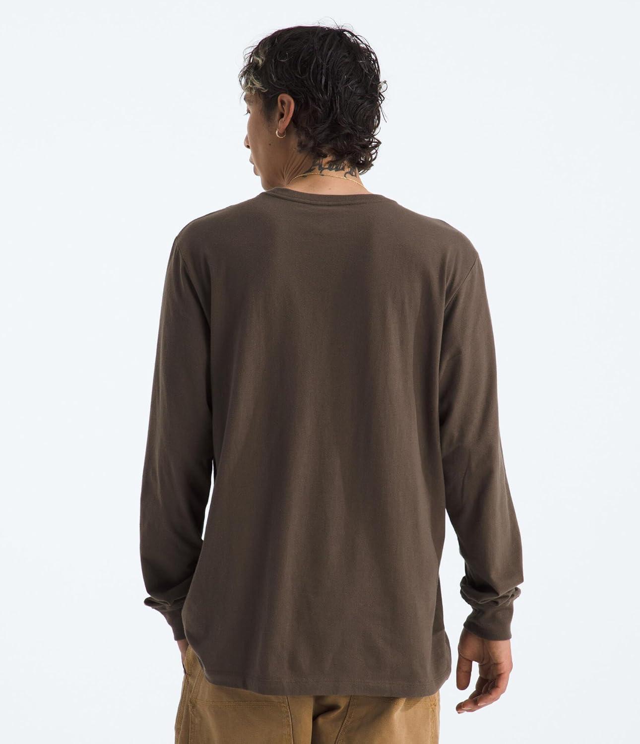 imageTHE NORTH FACE Mens Evolution Simple Dome Longsleeve Tee Cotton Shirt With the Classic LogoSmokey Brown