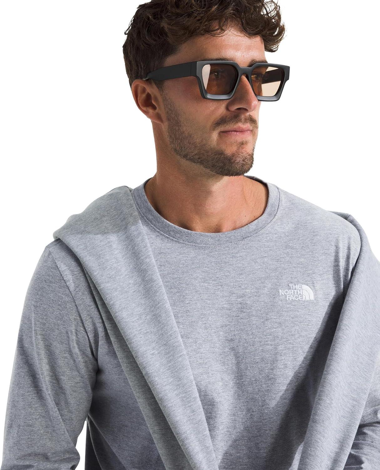 imageTHE NORTH FACE Mens Evolution Simple Dome Longsleeve Tee Cotton Shirt With the Classic LogoTnf Pale Grey Heather