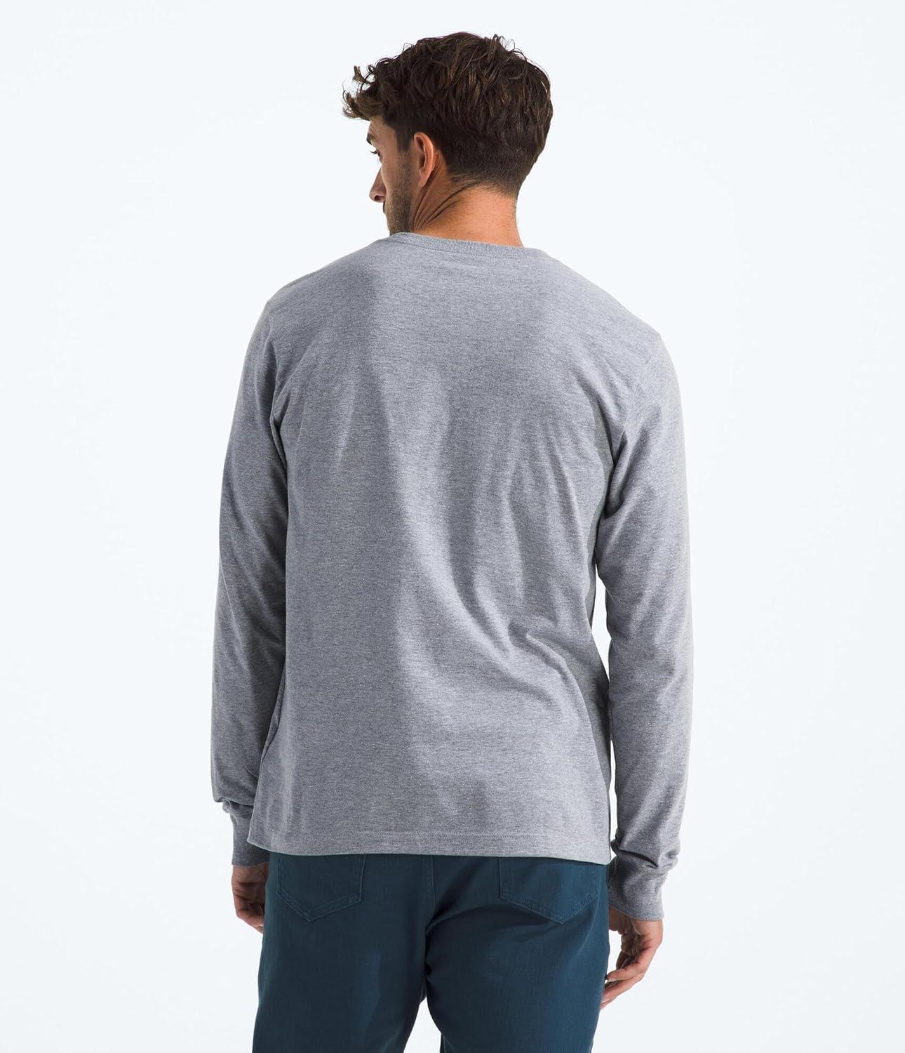 imageTHE NORTH FACE Mens Evolution Simple Dome Longsleeve Tee Cotton Shirt With the Classic LogoTnf Pale Grey Heather