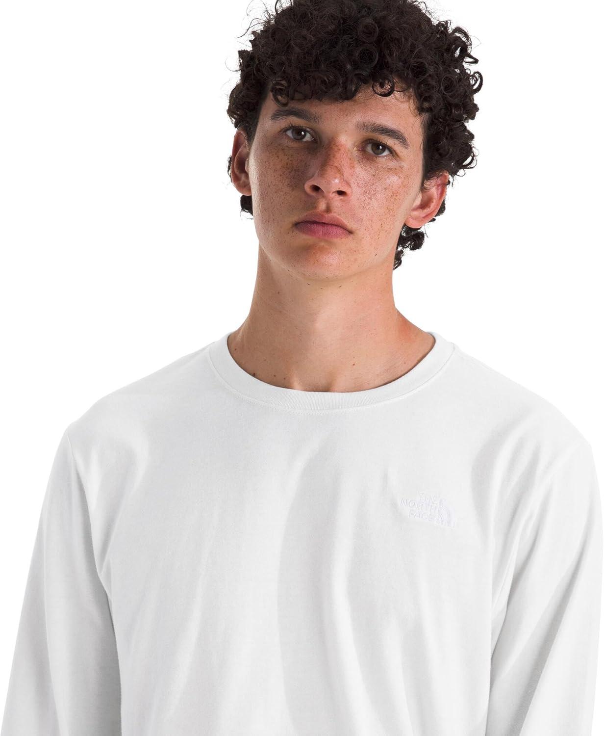 imageTHE NORTH FACE Mens Evolution Simple Dome Longsleeve Tee Cotton Shirt With the Classic LogoTnf White