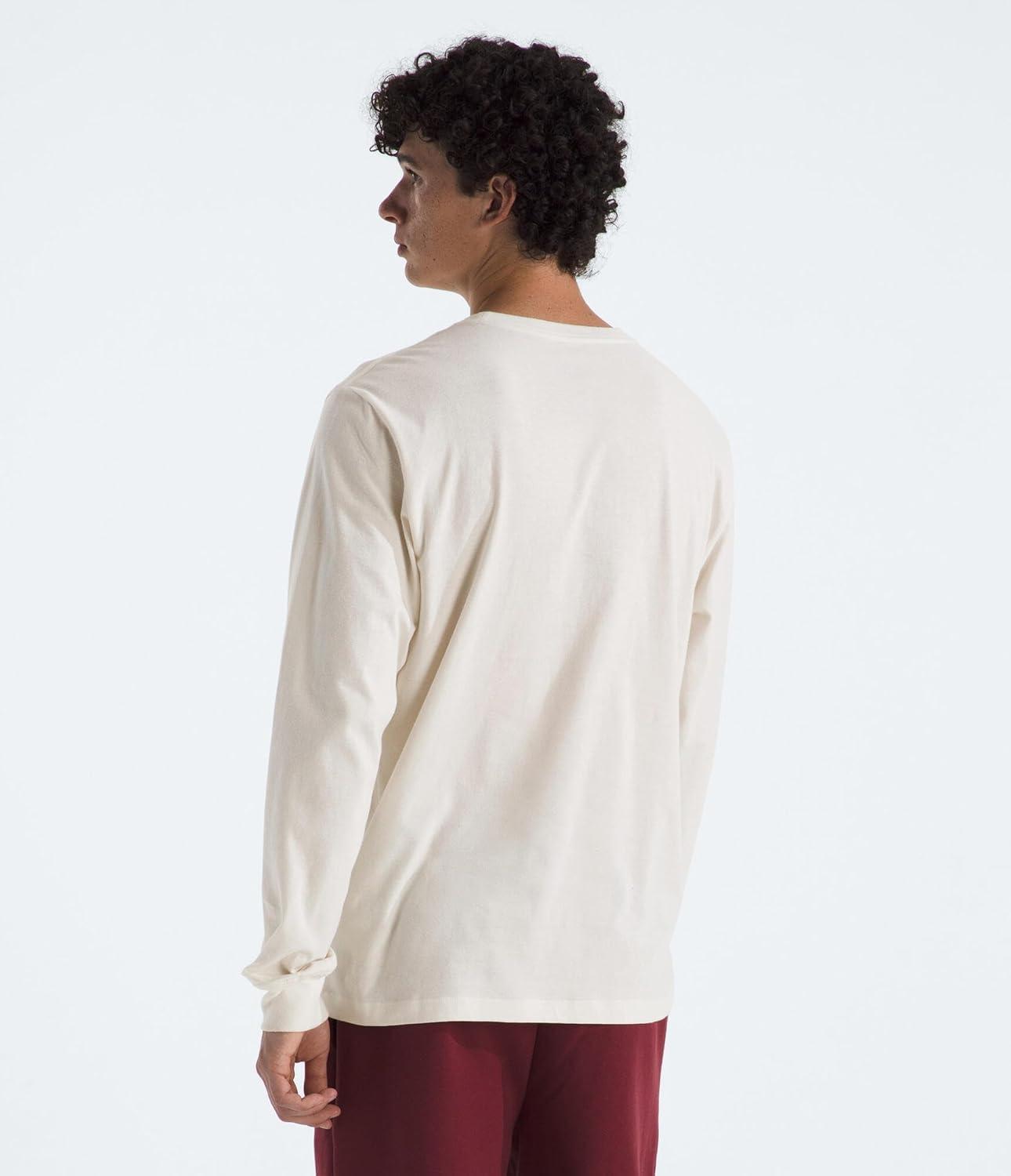 imageTHE NORTH FACE Mens Evolution Simple Dome Longsleeve Tee Cotton Shirt With the Classic LogoWhite Dune