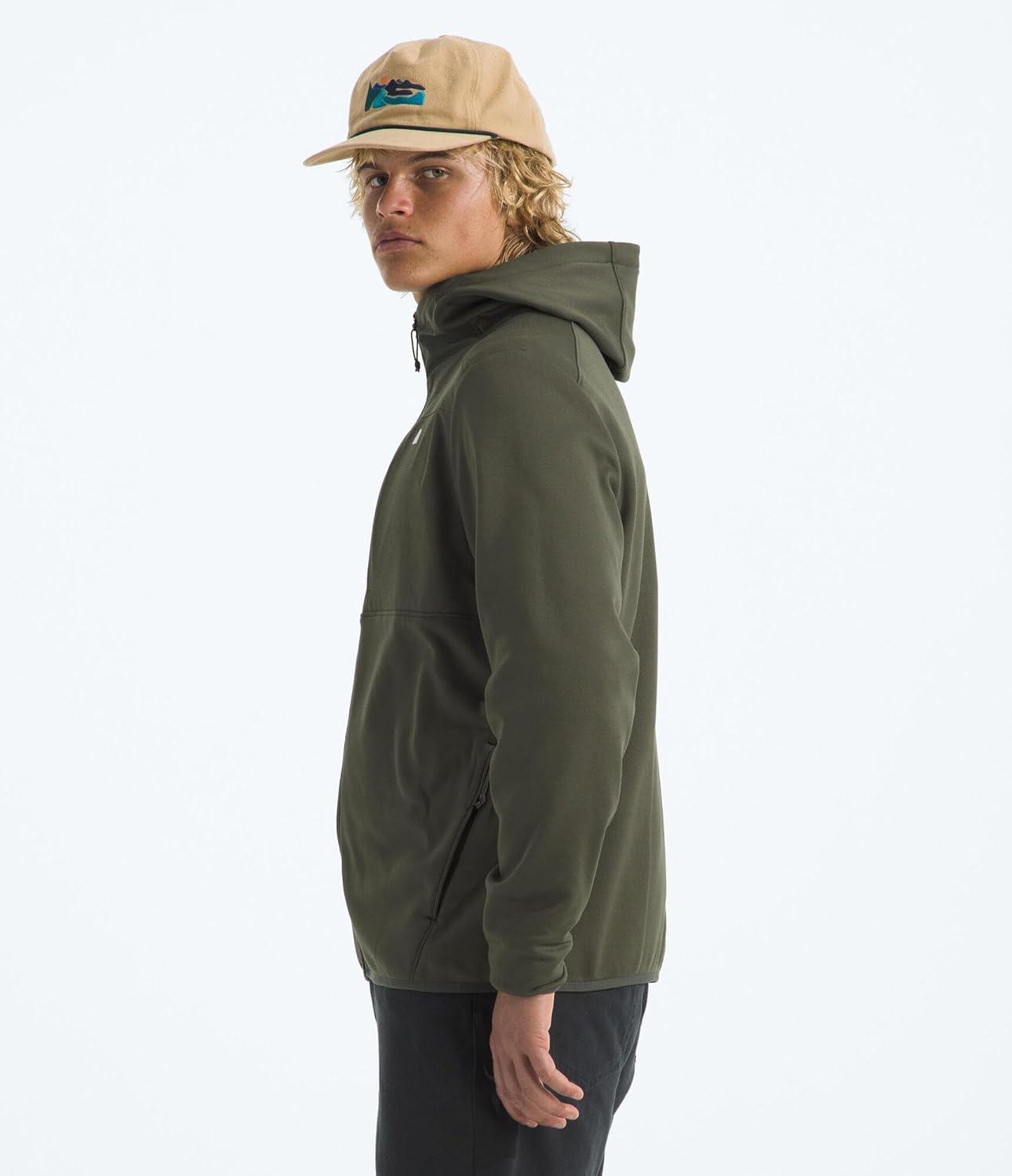 imageTHE NORTH FACE Mens TNF Performance Fleece Full Zip Hoodie Lightweight Hooded Top Elastic Binding amp Zip PocketsNew Taupe Green