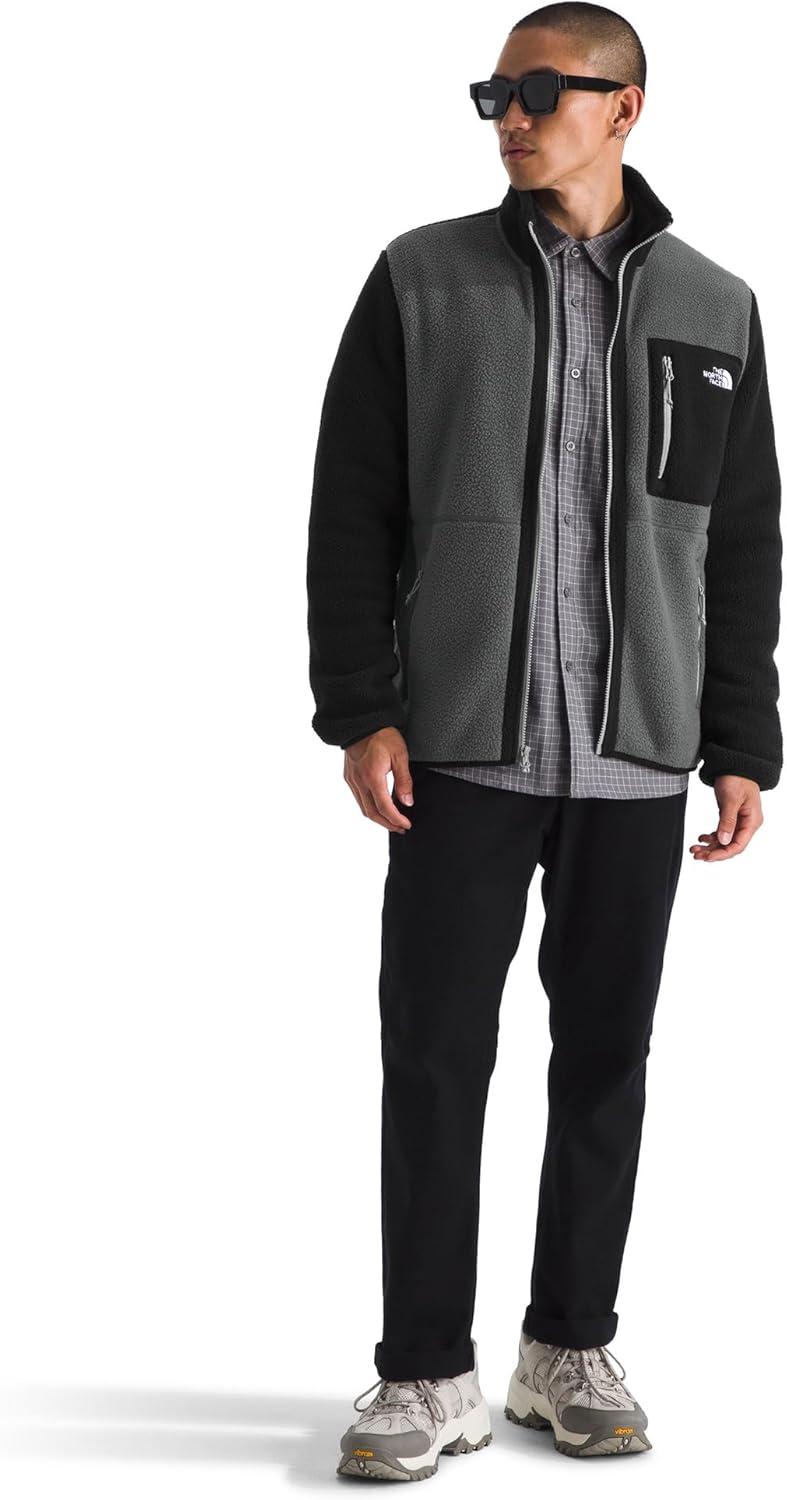 imageTHE NORTH FACE Mens Yumiori Full Zip Jacket Lightweight Fleece Coat With Embroidered Logo Zip PocketsAnthracite GreyTnf BlackMonument Grey
