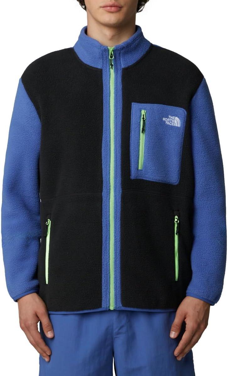 imageTHE NORTH FACE Mens Yumiori Full Zip Jacket Lightweight Fleece Coat With Embroidered Logo Zip PocketsTnf BlackIndigo PlumMeta Lime