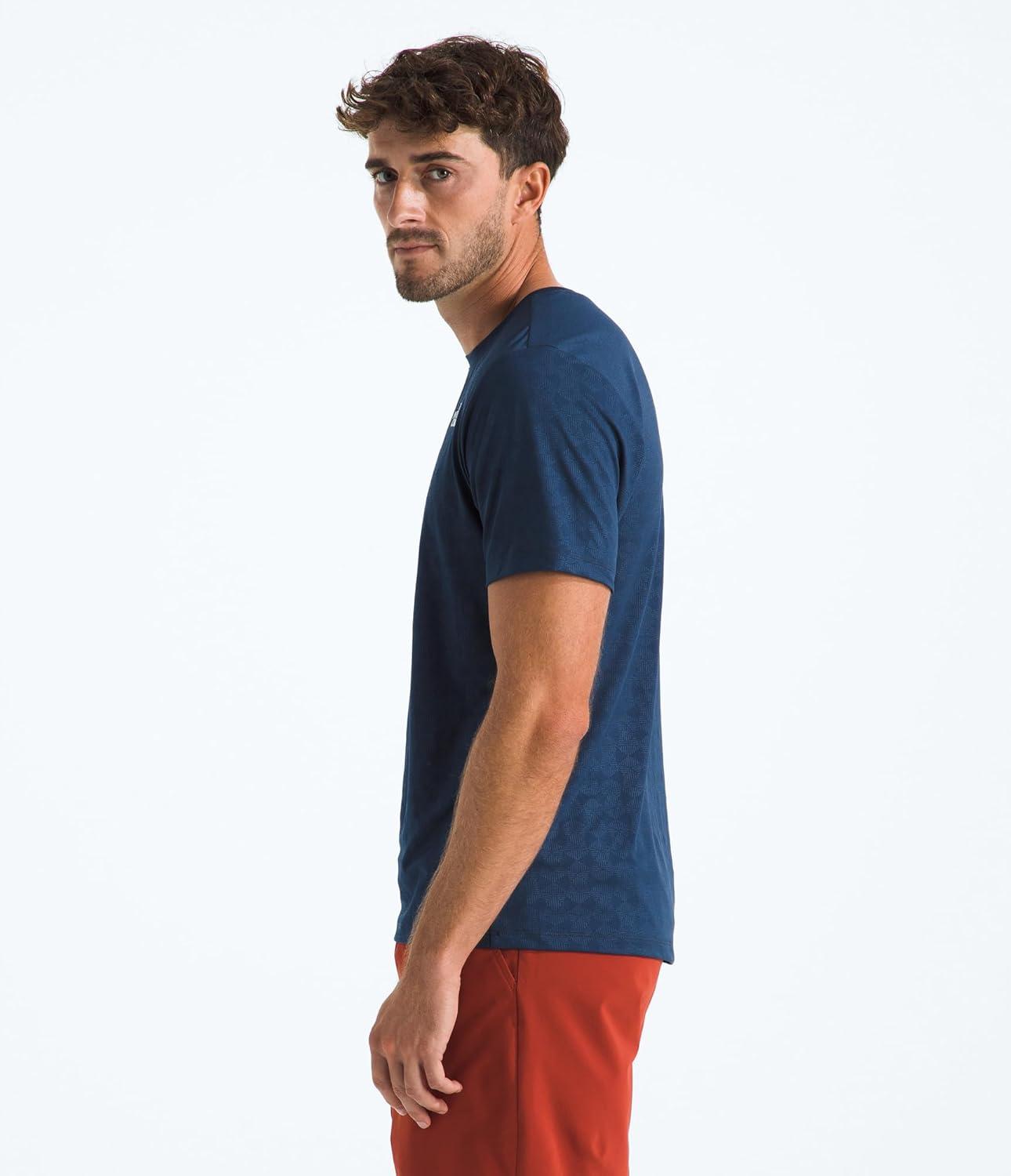 imageThe North Face Mens 247 Pentadome Embossed Short Sleeve Tee Regular Fit TShirt with MoistureWicking Flashdry TechEstate Blue
