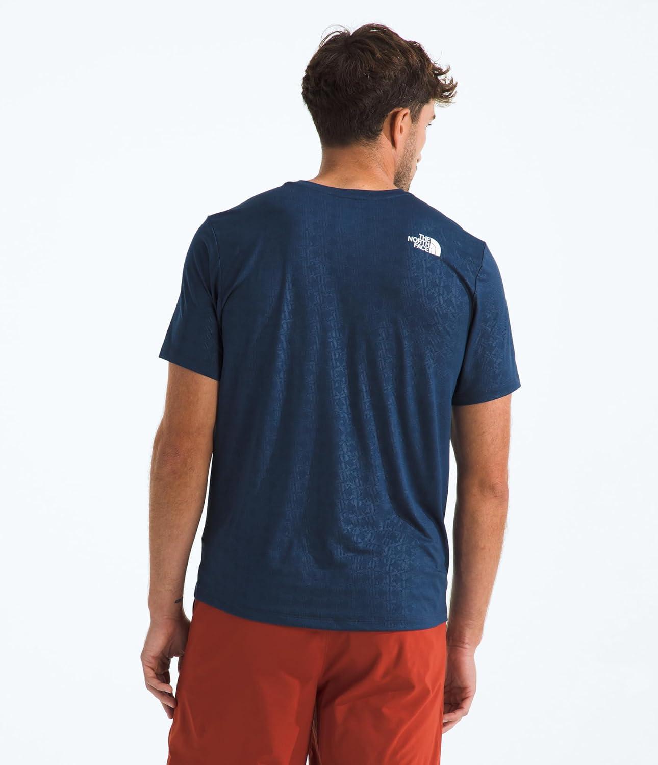 imageThe North Face Mens 247 Pentadome Embossed Short Sleeve Tee Regular Fit TShirt with MoistureWicking Flashdry TechEstate Blue