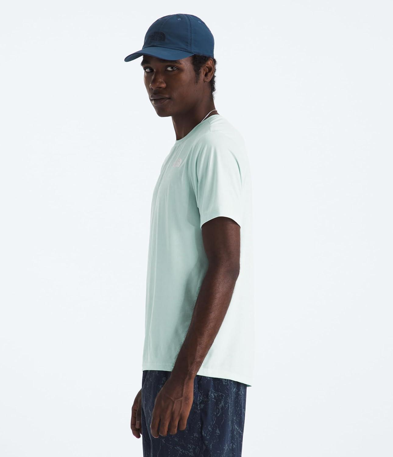 imageThe North Face Mens 247 Pentadome Embossed Short Sleeve Tee Regular Fit TShirt with MoistureWicking Flashdry TechOpal Frost