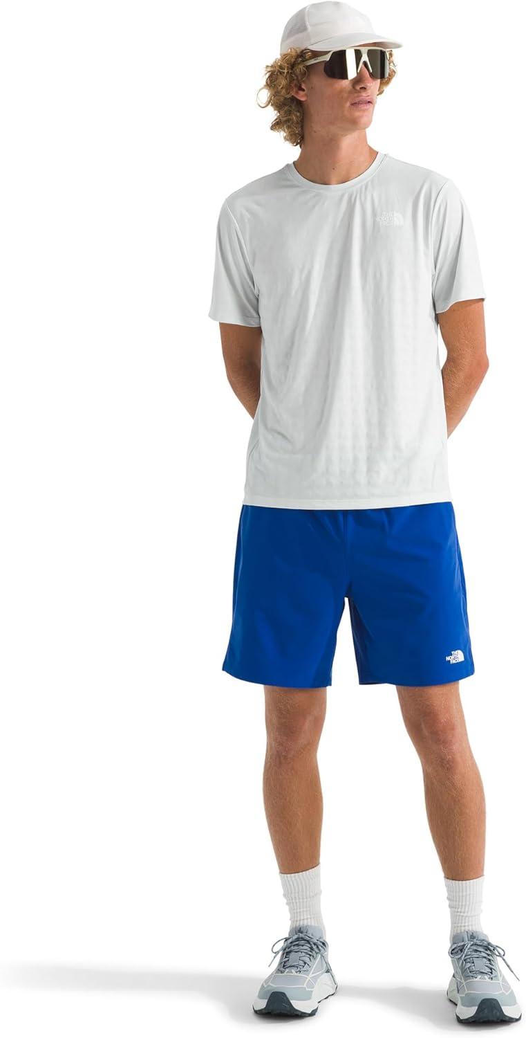 imageThe North Face Mens 247 Pentadome Embossed Short Sleeve Tee Regular Fit TShirt with MoistureWicking Flashdry TechPearl Stone