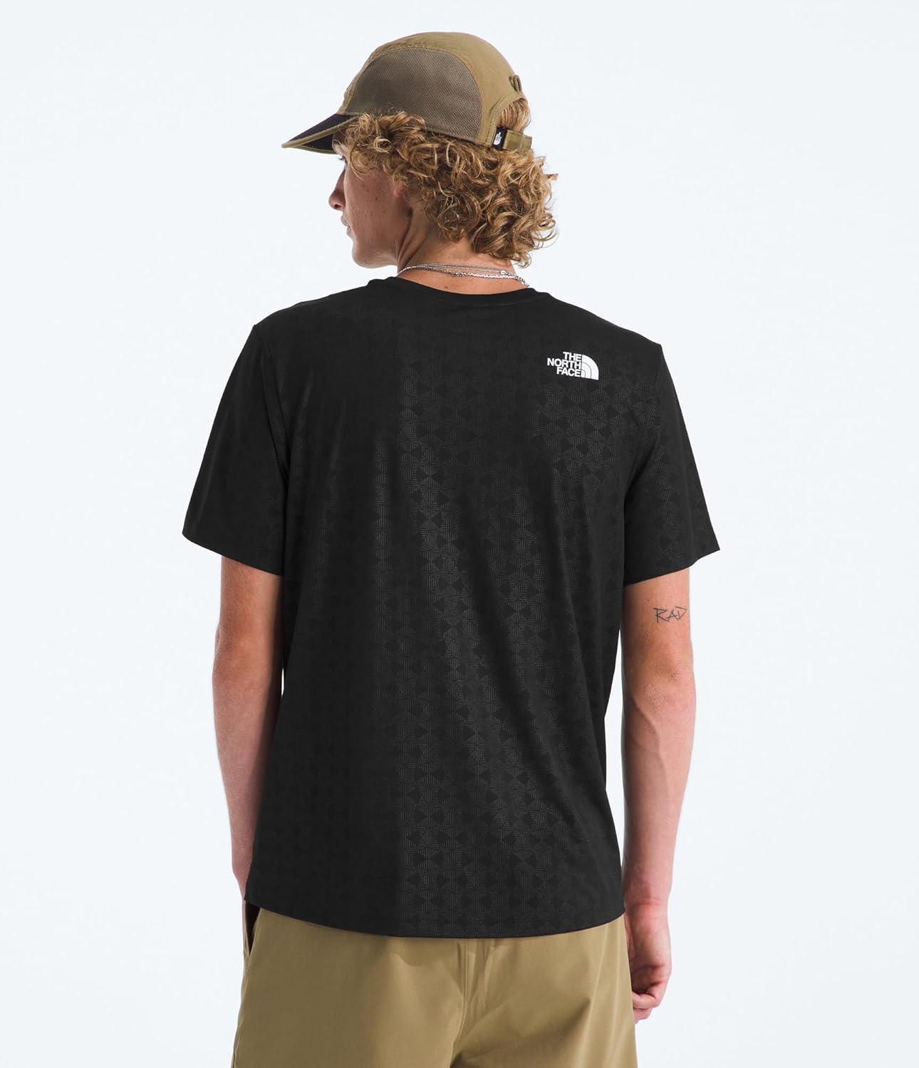 imageThe North Face Mens 247 Pentadome Embossed Short Sleeve Tee Regular Fit TShirt with MoistureWicking Flashdry TechTnf Black