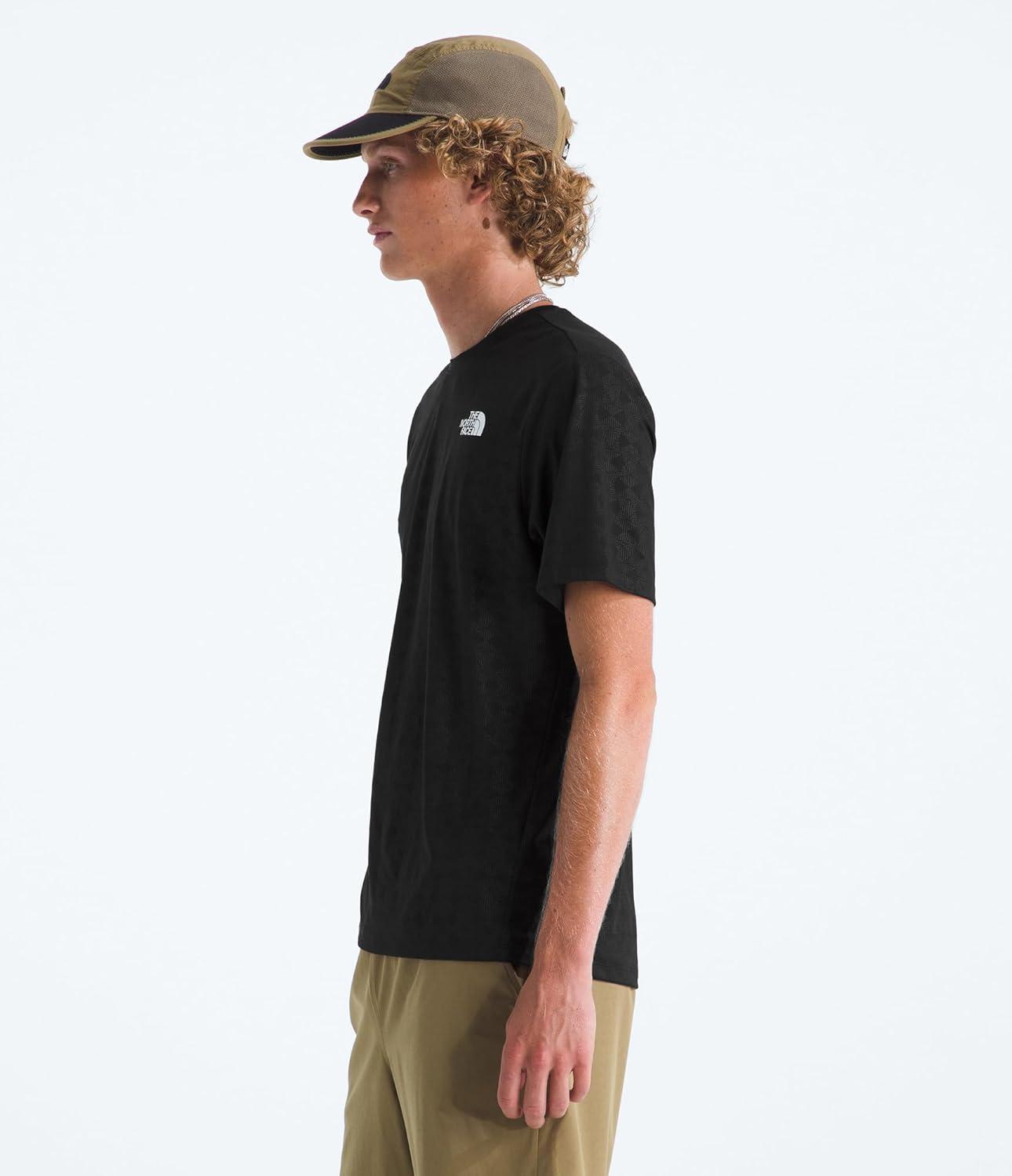 imageThe North Face Mens 247 Pentadome Embossed Short Sleeve Tee Regular Fit TShirt with MoistureWicking Flashdry TechTnf Black