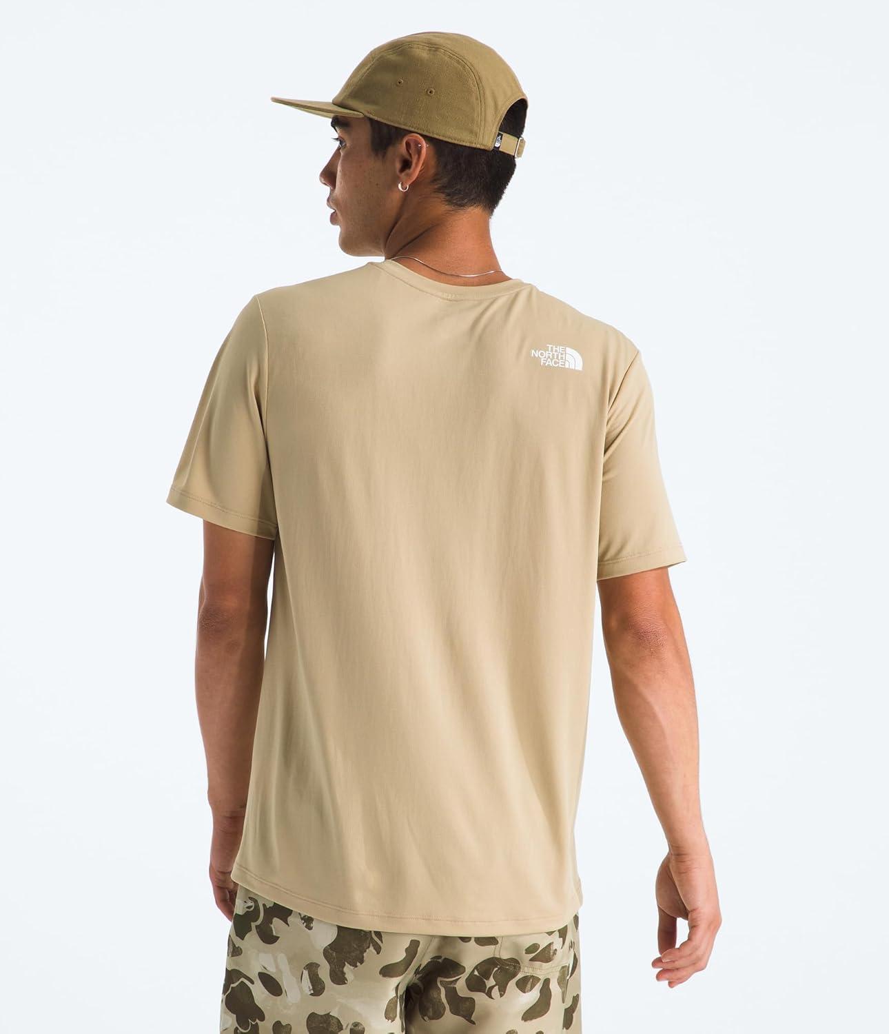 imageThe North Face Mens 247 ShortSleeve Tee Lightweight Athletic Shirt with Flashdry Technology amp Heat Transfer LogoKhaki Stone