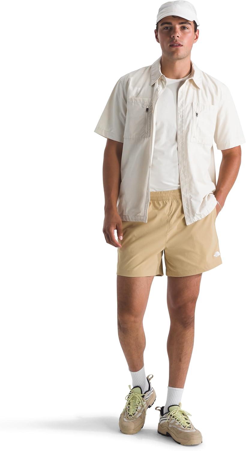 imageThe North Face Mens Class V Pathfinder WaterRepellent Pullon 5 Short Moisture Wicking Elastic WaistbandKhaki Stone