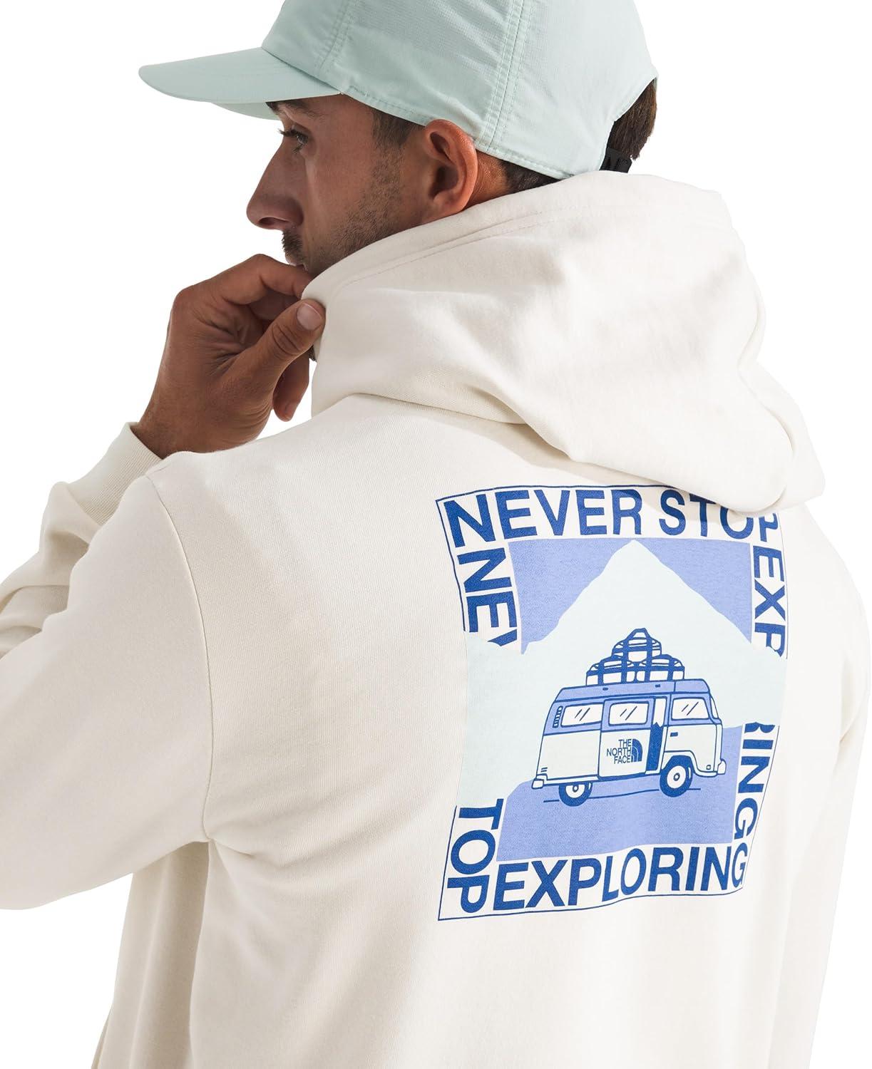 imageThe North Face Mens Escape the City Hoodie Casual Pullover Sweatshirt Bold Graphic Designs Kangaroo Hand PocketWhite Dune