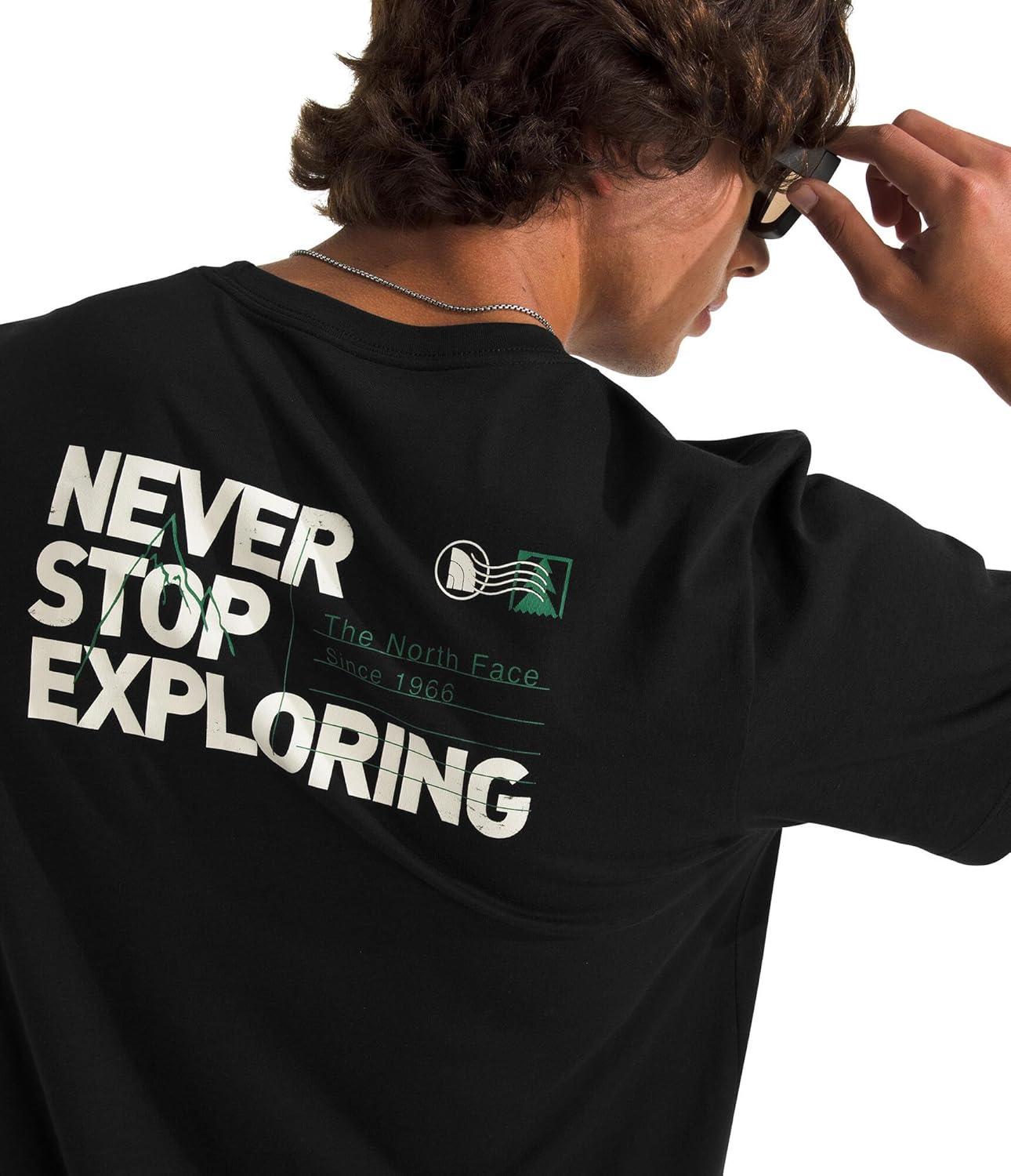 imageThe North Face Mens Never Stop Postcard ShortSleeve Tee Casual Stylish Graphic TShirt Regular Fit Soft Cotton FabricTnf Black