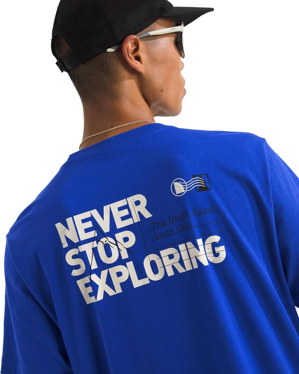 imageThe North Face Mens Never Stop Postcard ShortSleeve Tee Casual Stylish Graphic TShirt Regular Fit Soft Cotton FabricTnf Blue