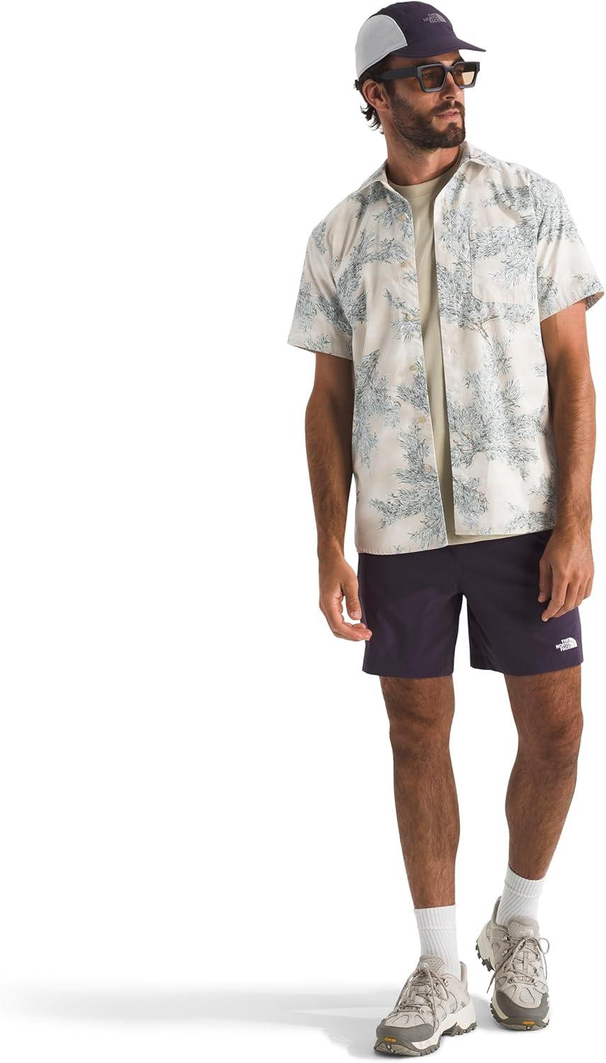 imageThe North Face Mens Short Sleeve Baytrail Pattern ButtonDown Shirt Soft Cotton TShirt Chest PocketDesert Stone Big Sagebrush Print