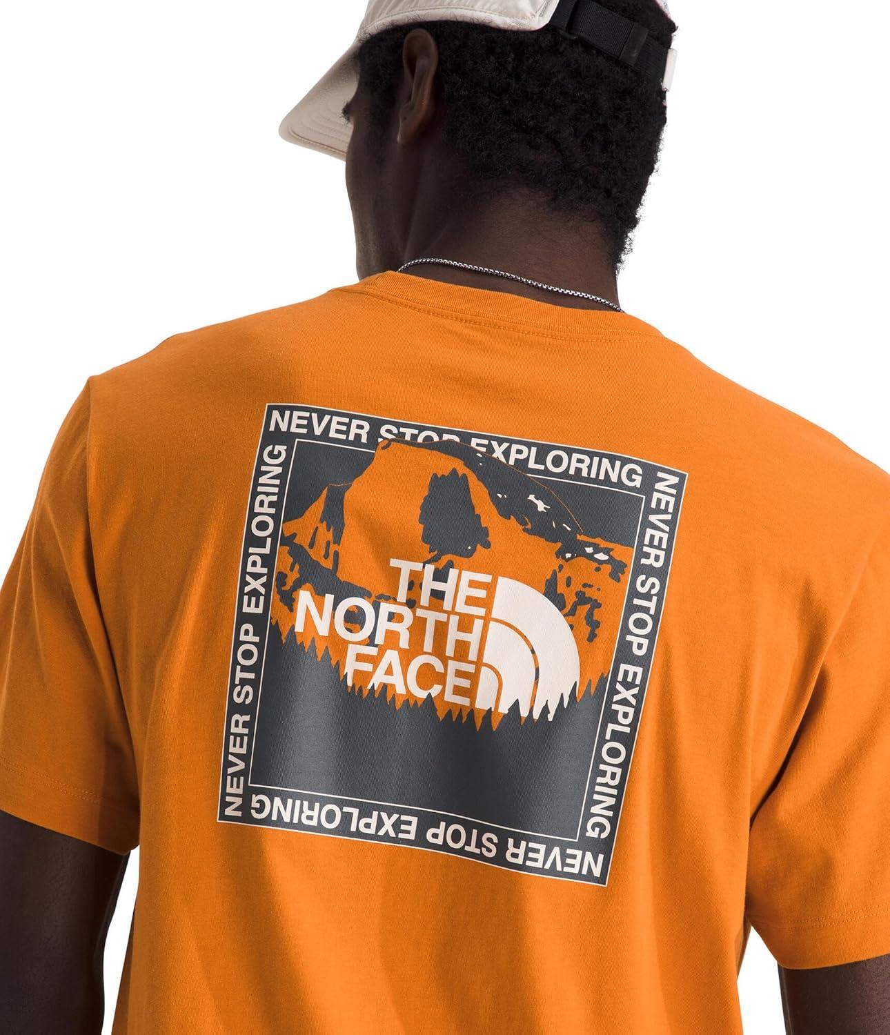 imageThe North Face Mens Stay Exploring ShortSleeve Tee Casual Graphic TShirt Regular Fit Soft Cotton FabricDust Orange