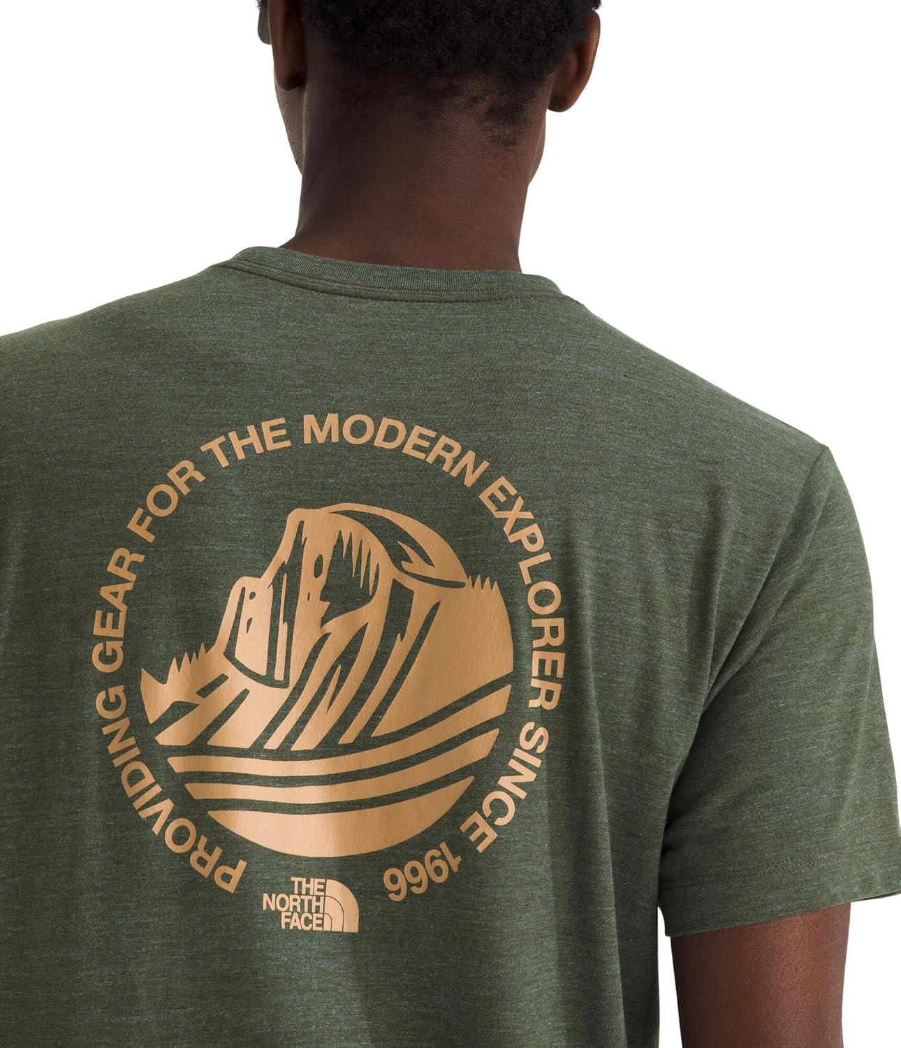 imageThe North Face Mens TriBlend Mountain Days ShortSleeve Tee Casual Graphic TShirt Regular Fit CottonPolyesterTencelNew Taupe Green White Heather