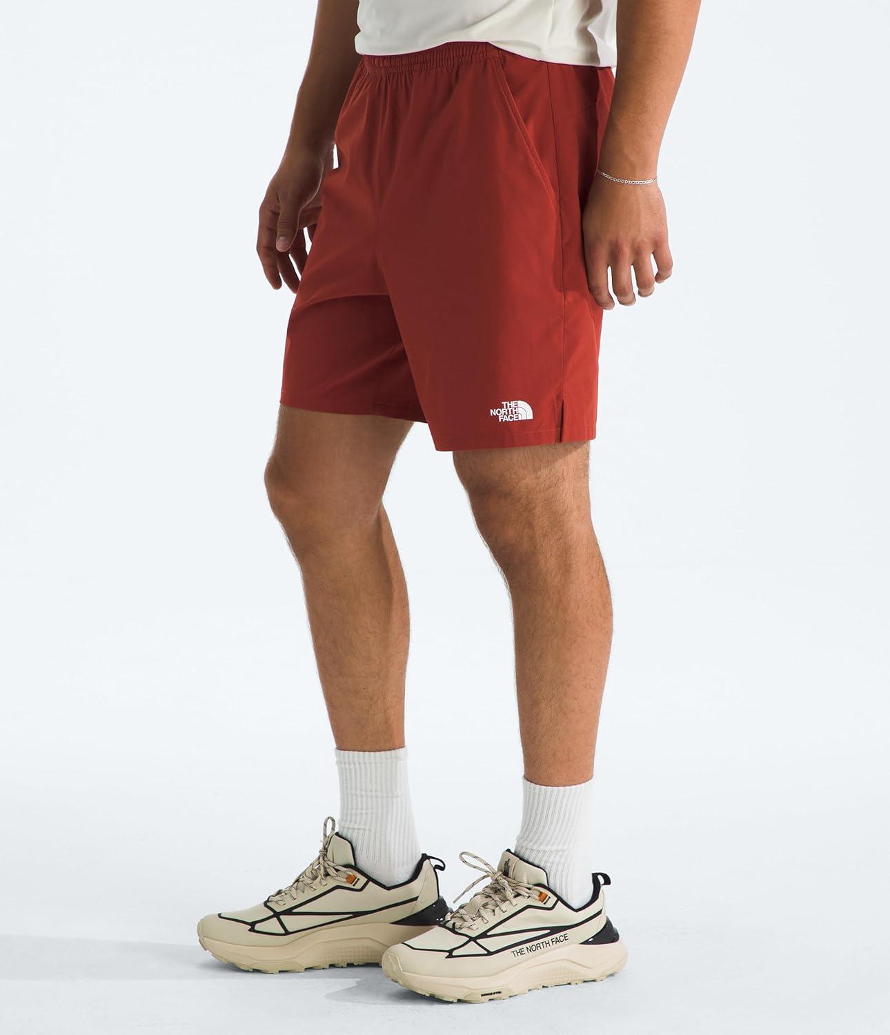 imageThe North Face Mens Wander 2in1 Short 7 Moisture Wicking Water Repellent Finish Stretch Waistband Hand PocketsIron ClayLava Red