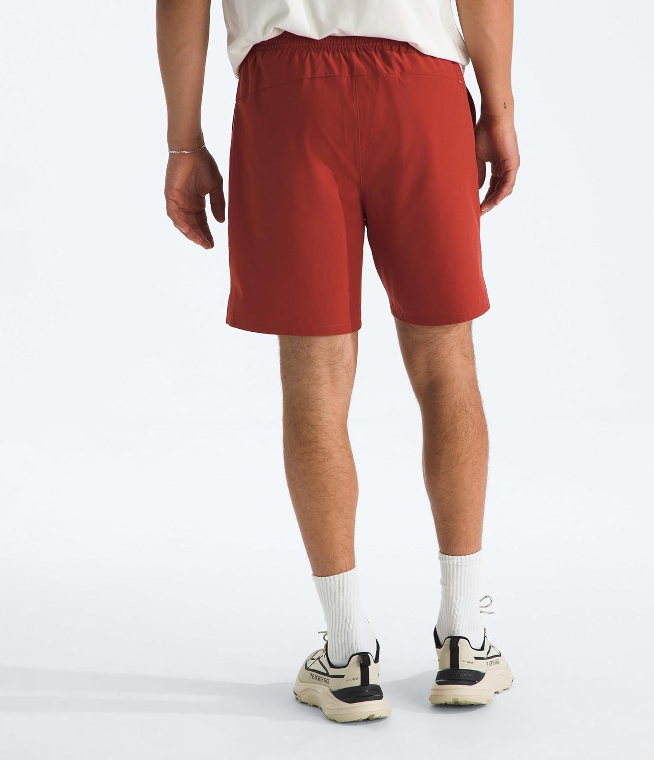 imageThe North Face Mens Wander 2in1 Short 7 Moisture Wicking Water Repellent Finish Stretch Waistband Hand PocketsIron ClayLava Red