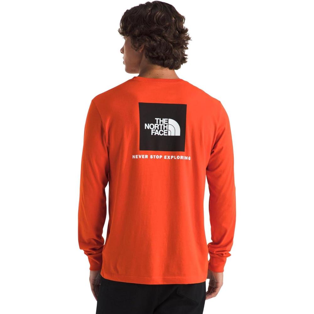 imageTHE NORTH FACE Mens Core Box Long Sleeve NSE Tee  Tshirt With Ribbed Collar amp Cuffs for DurabilityLava Red