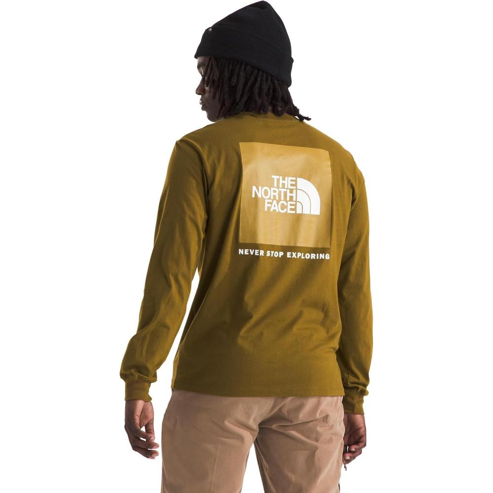 imageTHE NORTH FACE Mens Core Box Long Sleeve NSE Tee Tshirt With Ribbed Collar amp Cuffs for DurabilityMoss Green