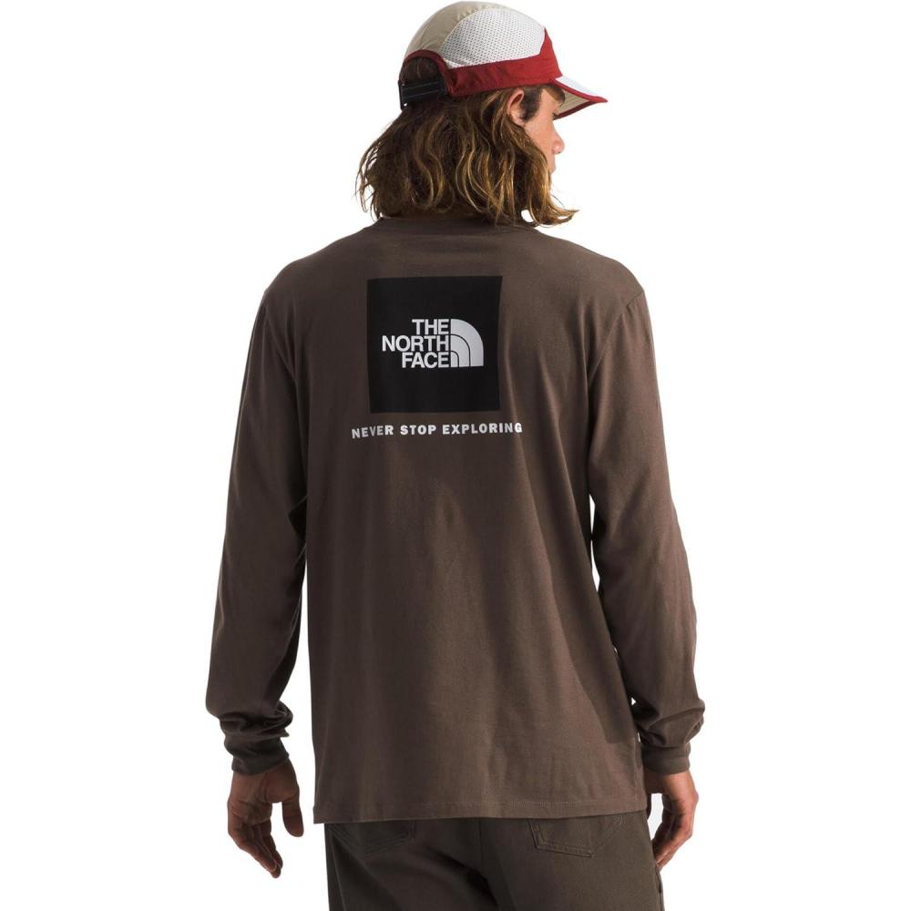 imageTHE NORTH FACE Mens Core Box Long Sleeve NSE Tee Tshirt With Ribbed Collar amp Cuffs for DurabilitySmokey Brown