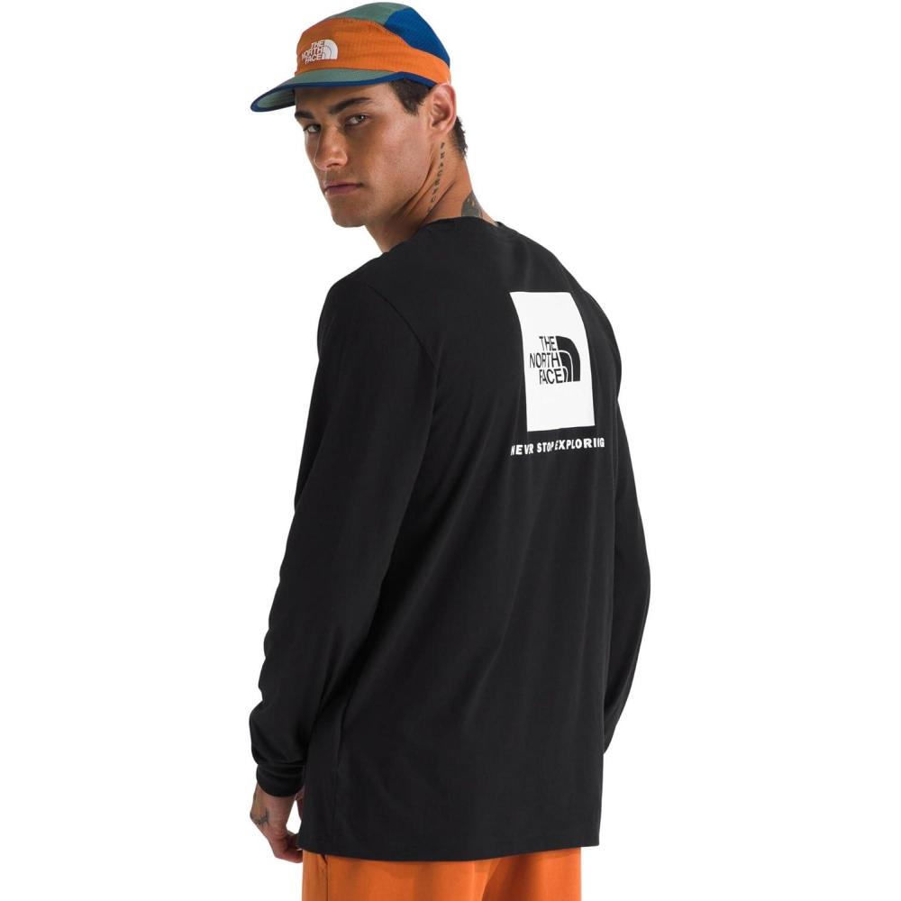 imageTHE NORTH FACE Mens Core Box Long Sleeve NSE Tee Tshirt With Ribbed Collar amp Cuffs for DurabilityTnf BlackTnf White