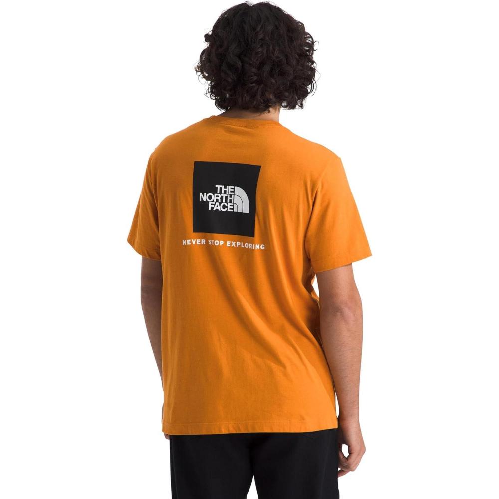 imageTHE NORTH FACE Mens Core Box NSE Short Sleeve Tee Branded Tshirt With a Ribbed CollarDust Orange