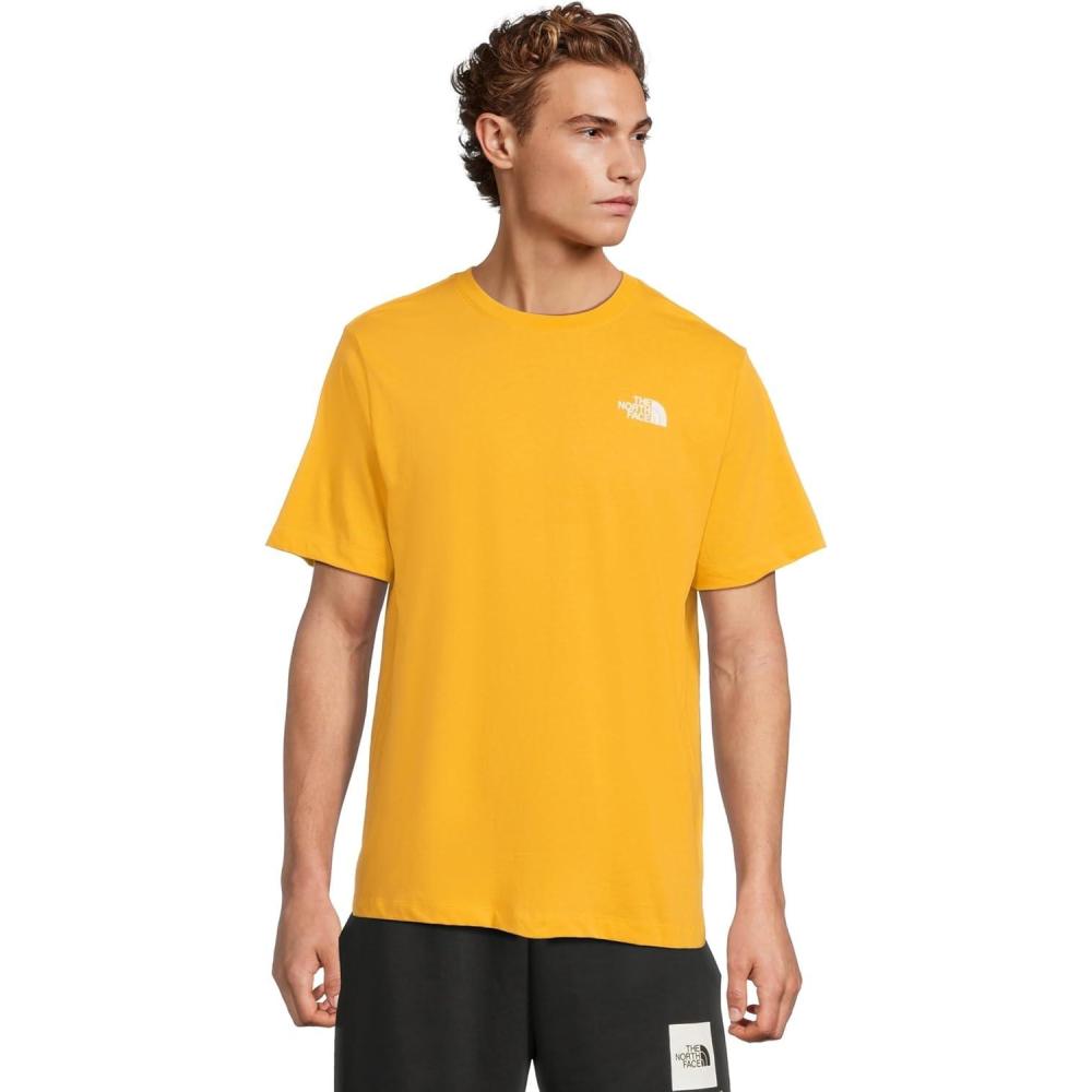 imageTHE NORTH FACE Mens Core Box NSE Short Sleeve Tee Branded Tshirt With a Ribbed CollarSummit Gold