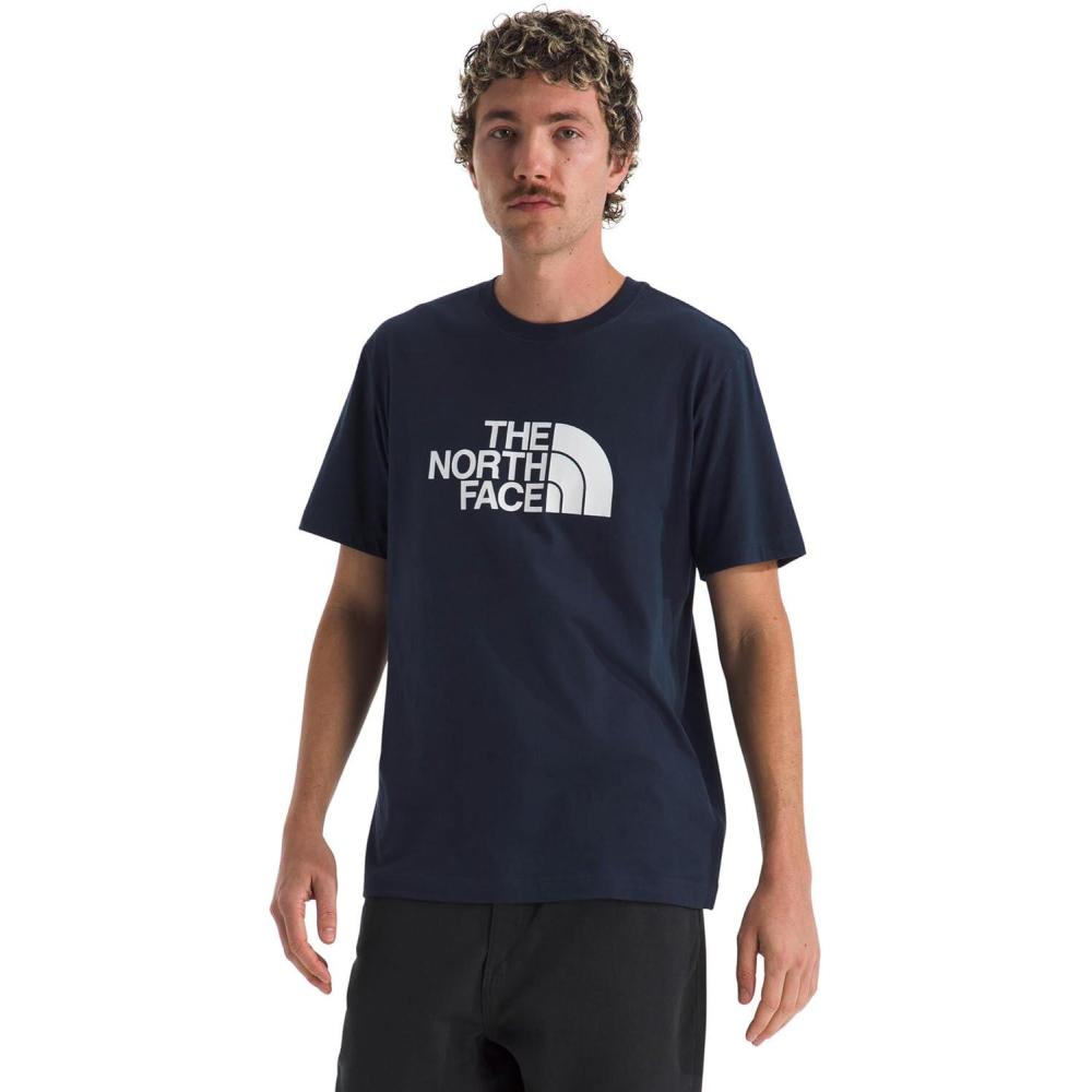 imageTHE NORTH FACE Mens Core Half Dome Shortsleeve Tee Regular Fit Cotton Shirt With Graphic Design amp Ribbed CollarSummit NavyTnf White