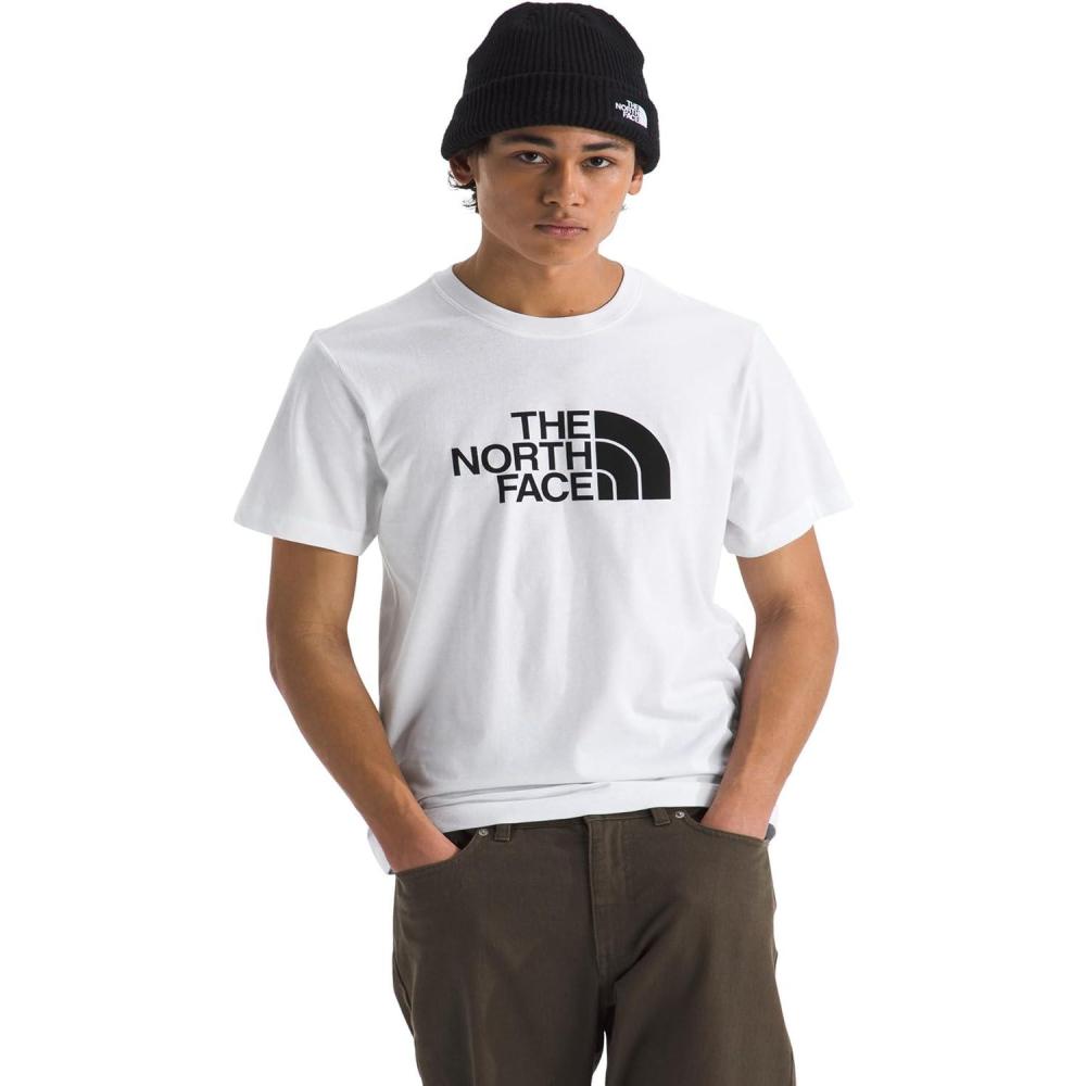 imageTHE NORTH FACE Mens Core Half Dome Shortsleeve Tee Regular Fit Cotton Shirt With Graphic Design amp Ribbed CollarTnf WhiteTnf Black