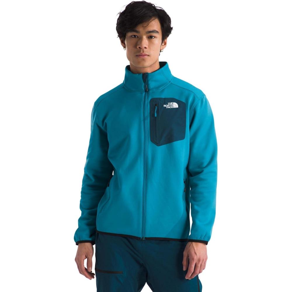 imageTHE NORTH FACE Mens Crest Full Zip Jacket Water Repellent Fleece Coat Double Layer Stand Collar amp Zip Hand PocketsAlkaline BlueMidnight Petrol