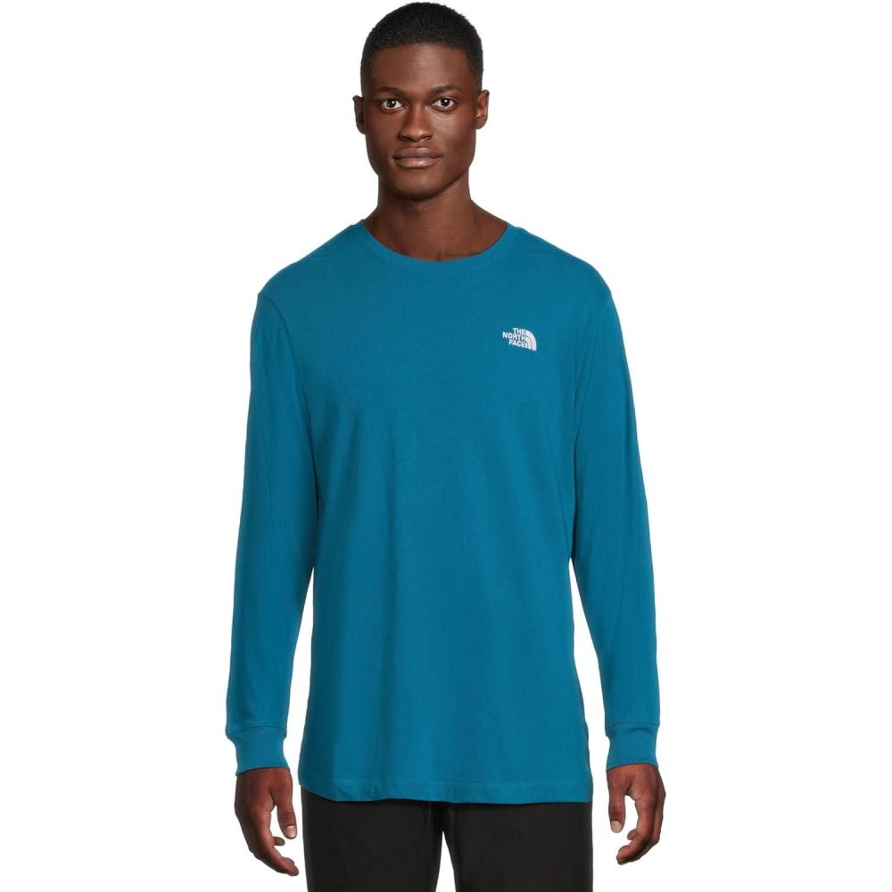 imageTHE NORTH FACE Mens Evolution Simple Dome Longsleeve Tee Cotton Shirt With the Classic LogoDusk Blue