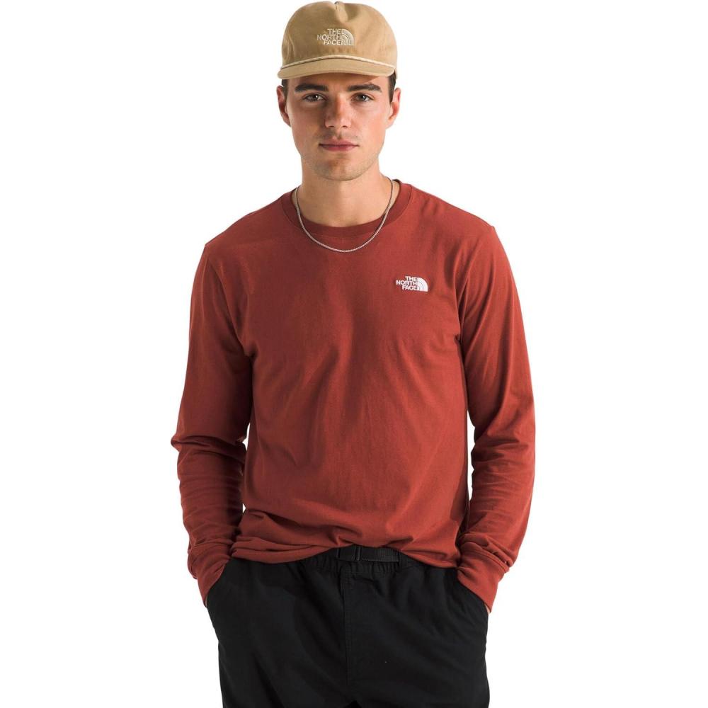 imageTHE NORTH FACE Mens Evolution Simple Dome Longsleeve Tee Cotton Shirt With the Classic LogoIron Clay