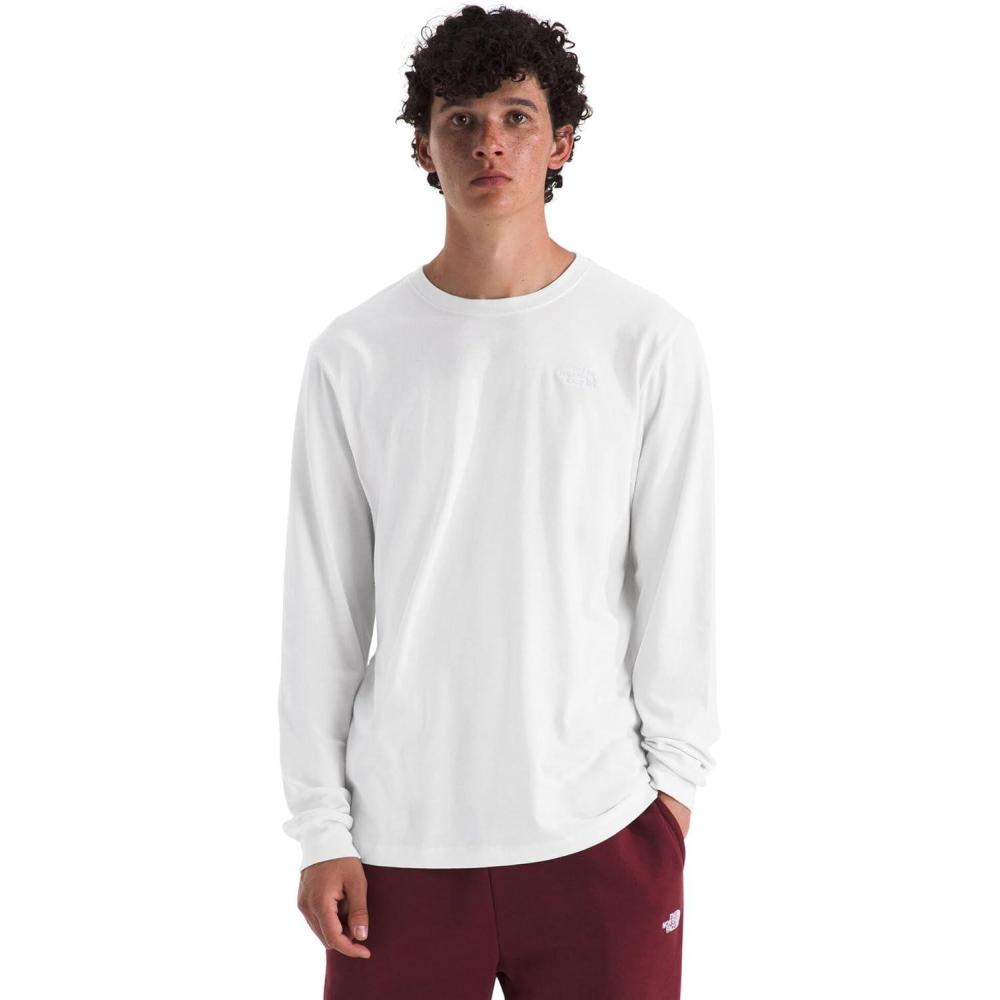 imageTHE NORTH FACE Mens Evolution Simple Dome Longsleeve Tee Cotton Shirt With the Classic LogoTnf White