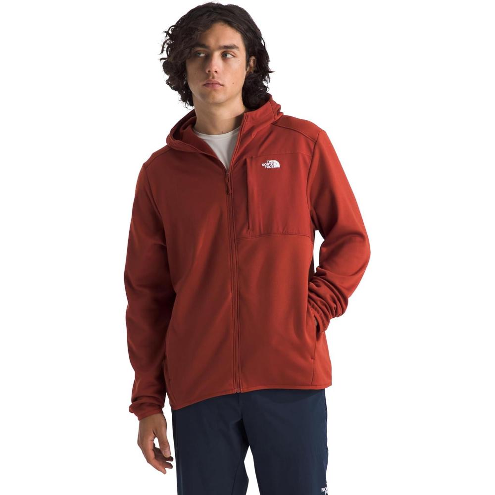 imageTHE NORTH FACE Mens TNF Performance Fleece Full Zip Hoodie Lightweight Hooded Top Elastic Binding amp Zip PocketsIron Clay