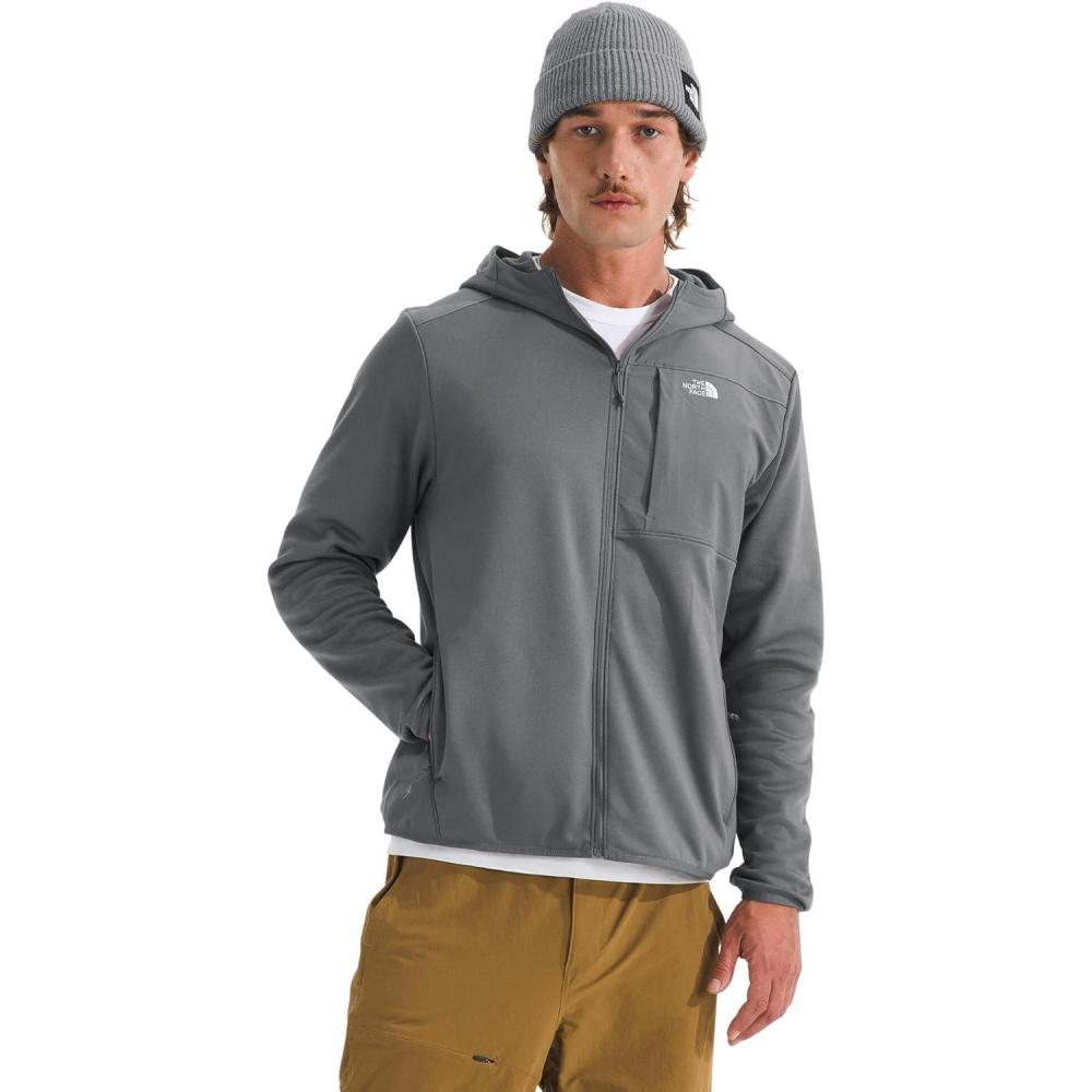 imageTHE NORTH FACE Mens TNF Performance Fleece Full Zip Hoodie Lightweight Hooded Top Elastic Binding amp Zip PocketsSmoked Pearl