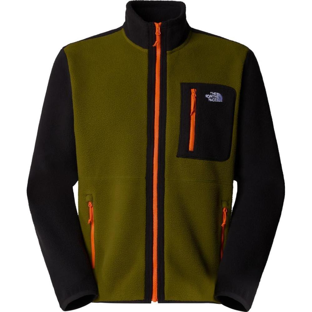 imageTHE NORTH FACE Mens Yumiori Full Zip Jacket Lightweight Fleece Coat With Embroidered Logo Zip PocketsForest OliveTnf Black