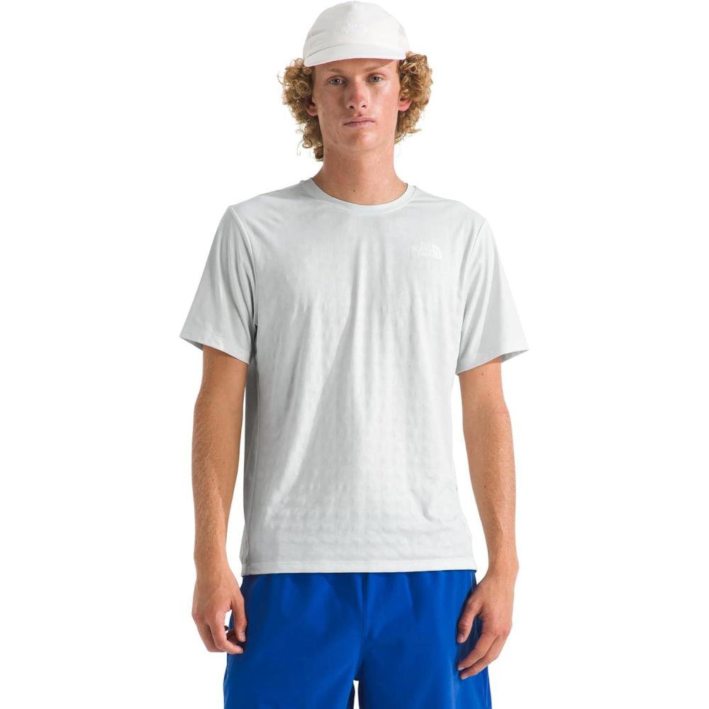 imageThe North Face Mens 247 Pentadome Embossed Short Sleeve Tee Regular Fit TShirt with MoistureWicking Flashdry TechPearl Stone